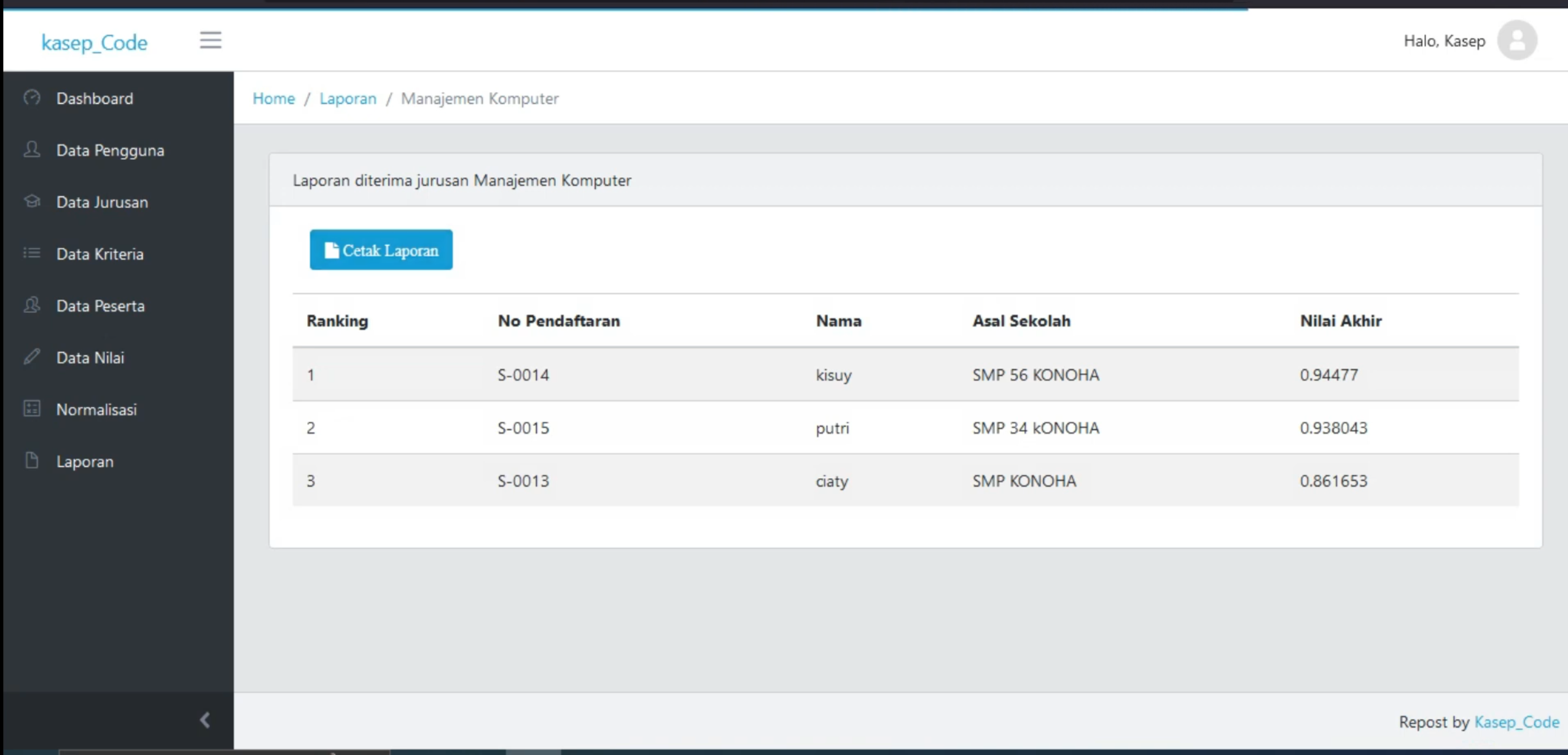PPDB Online | Source Code SPK PPDB Metode SAW | Download Aplikasi PPDB menggunakan Metode SAW | PHP
