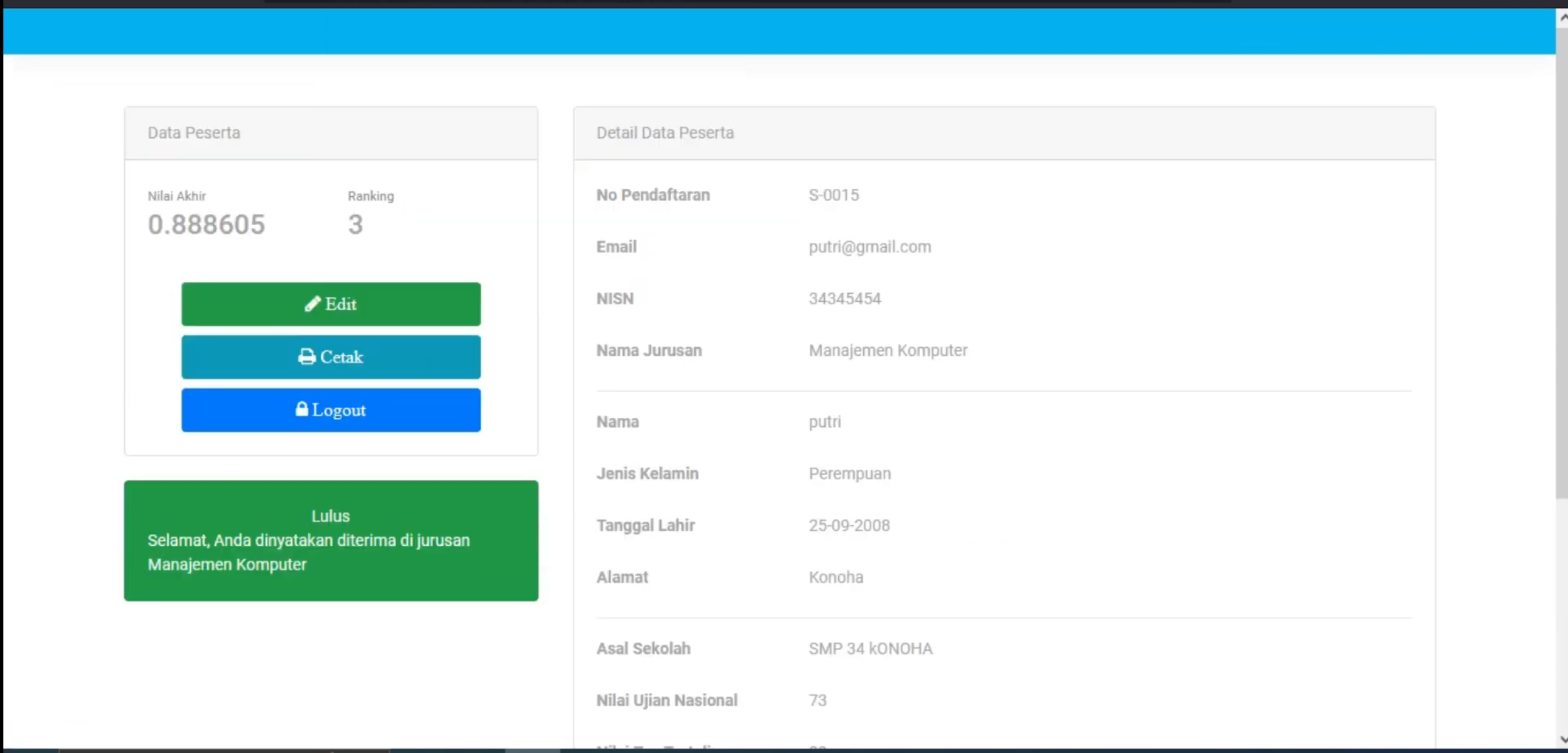 PPDB Online | Source Code SPK PPDB Metode SAW | Download Aplikasi PPDB menggunakan Metode SAW | PHP