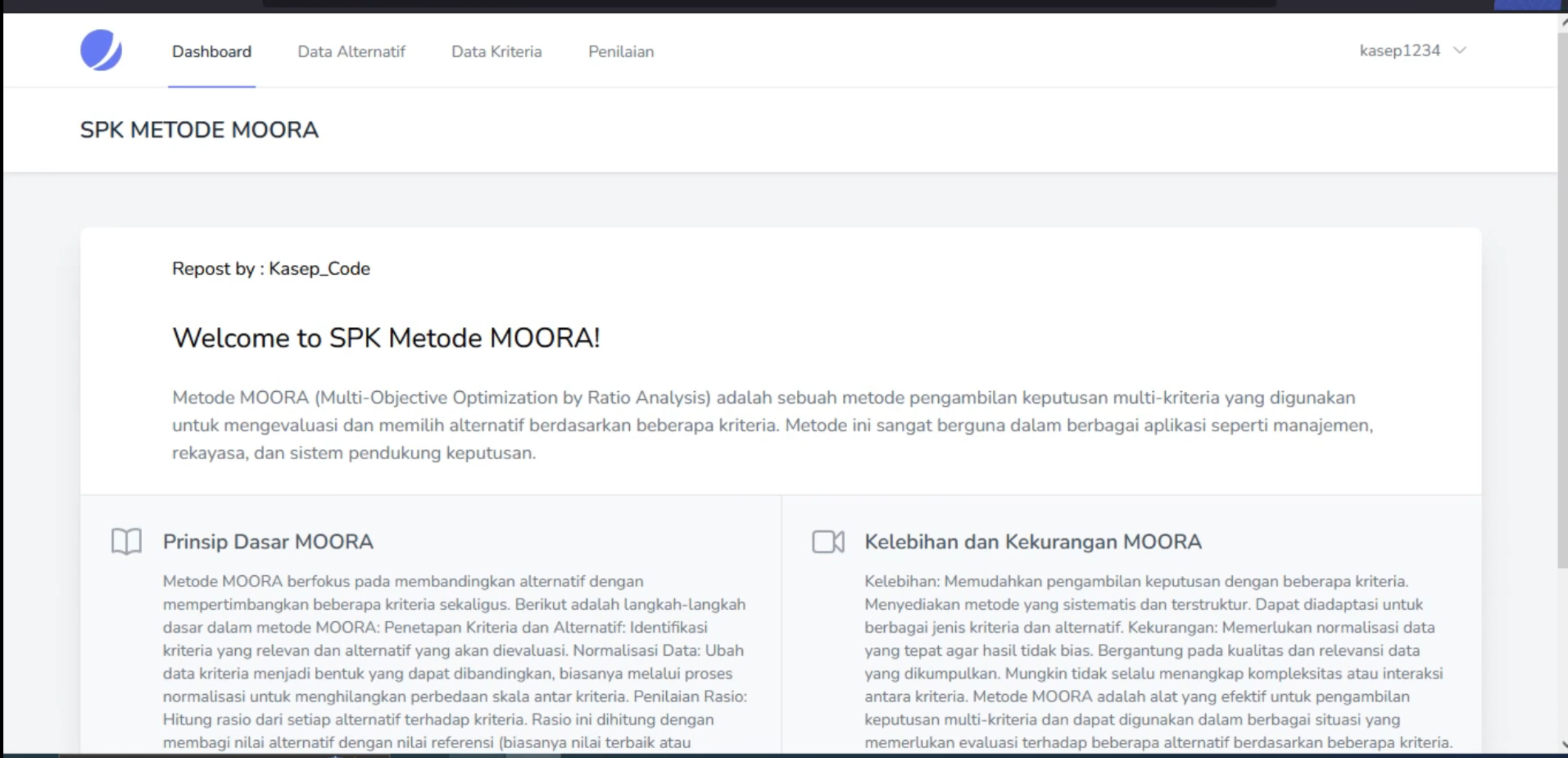 WEBSITE SPK METODE MOORA | Source code PHP SPK Metode MOORA | Download Source Code | LARAVEL