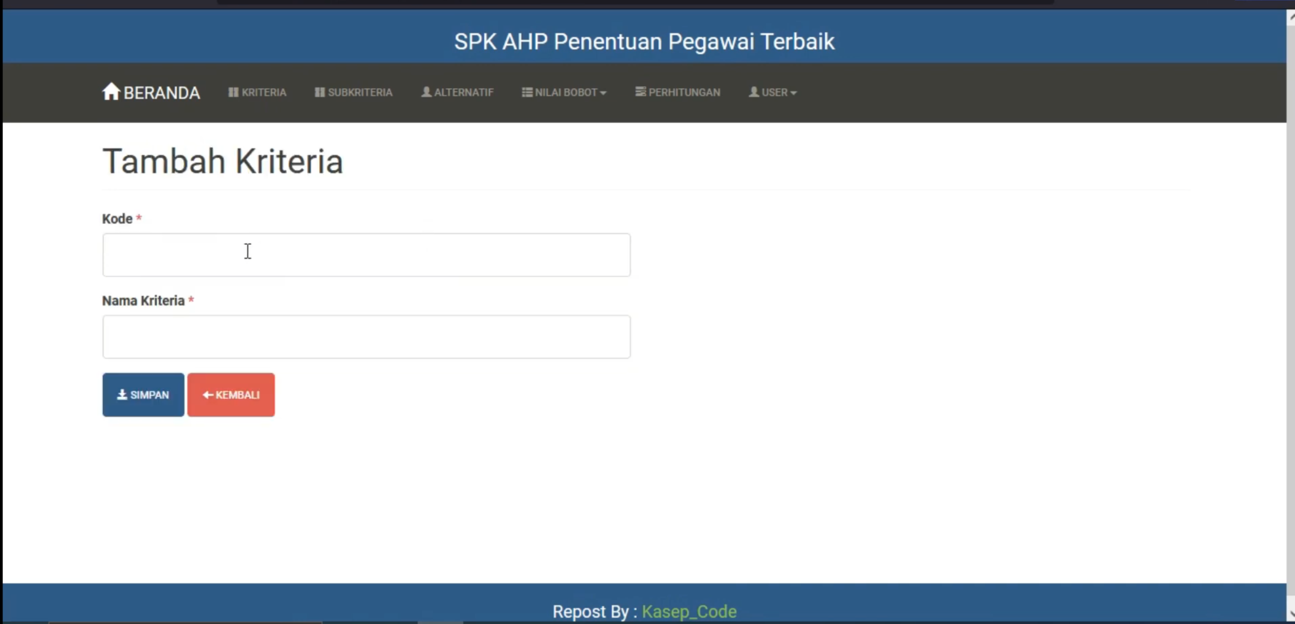 Website SPK AHP | SPK Pemilihan Pegawai Terbaik | Download source Code SPK Metode AHP | SPK AHP
