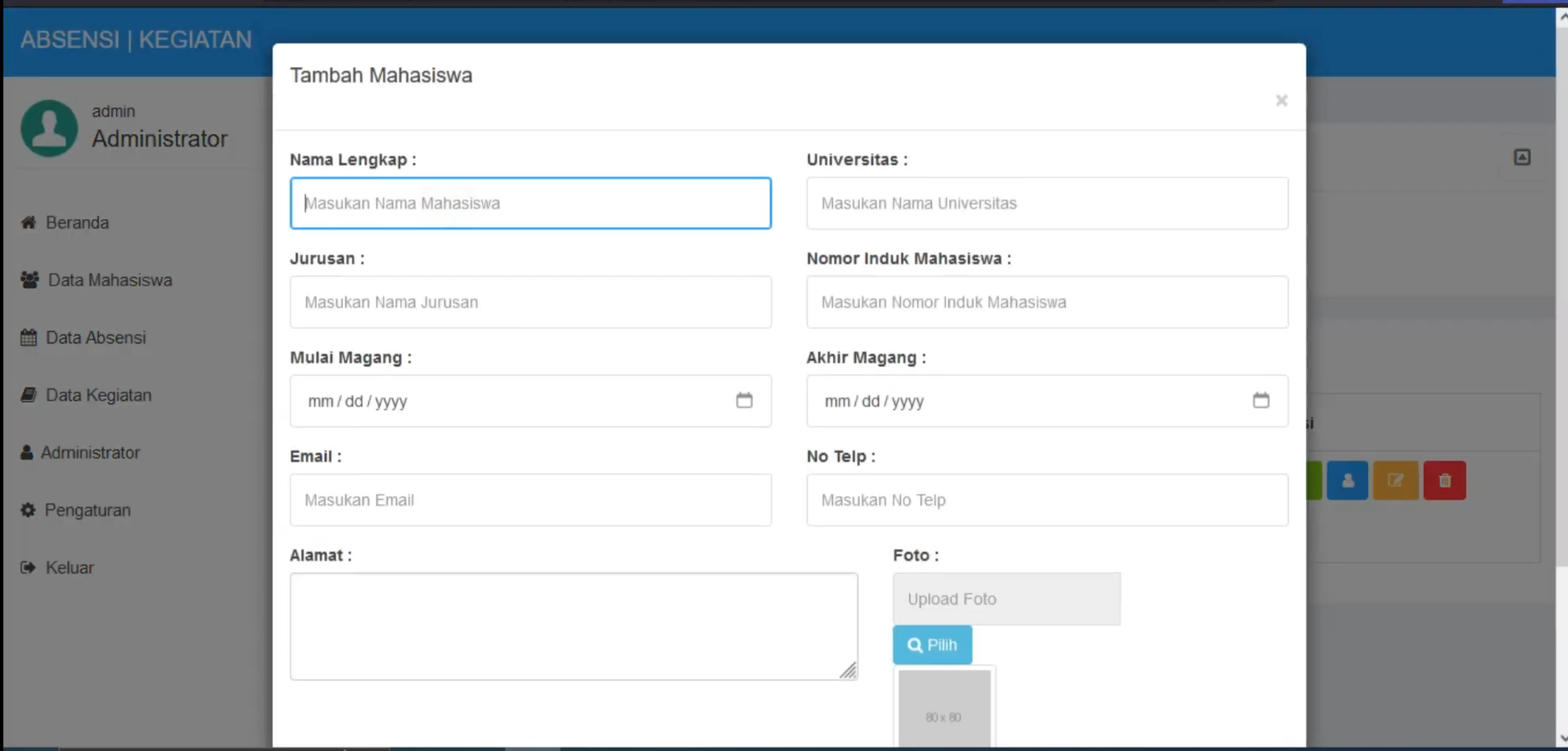 Aplikasi Absensi Online Magang | Absensi & Laporan Kegiatan | Source Code Website Absensi dan Laporan Magang
