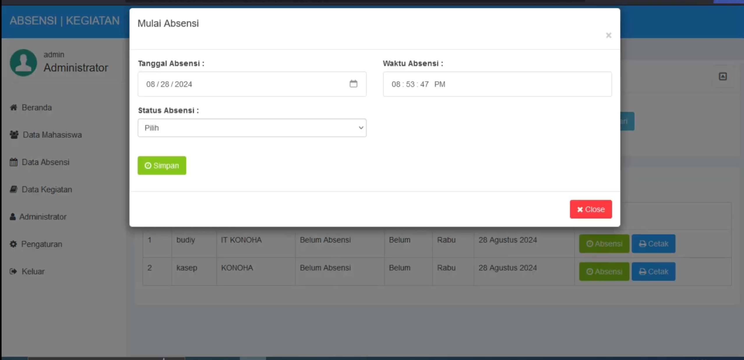 Aplikasi Absensi Online Magang | Absensi & Laporan Kegiatan | Source Code Website Absensi dan Laporan Magang