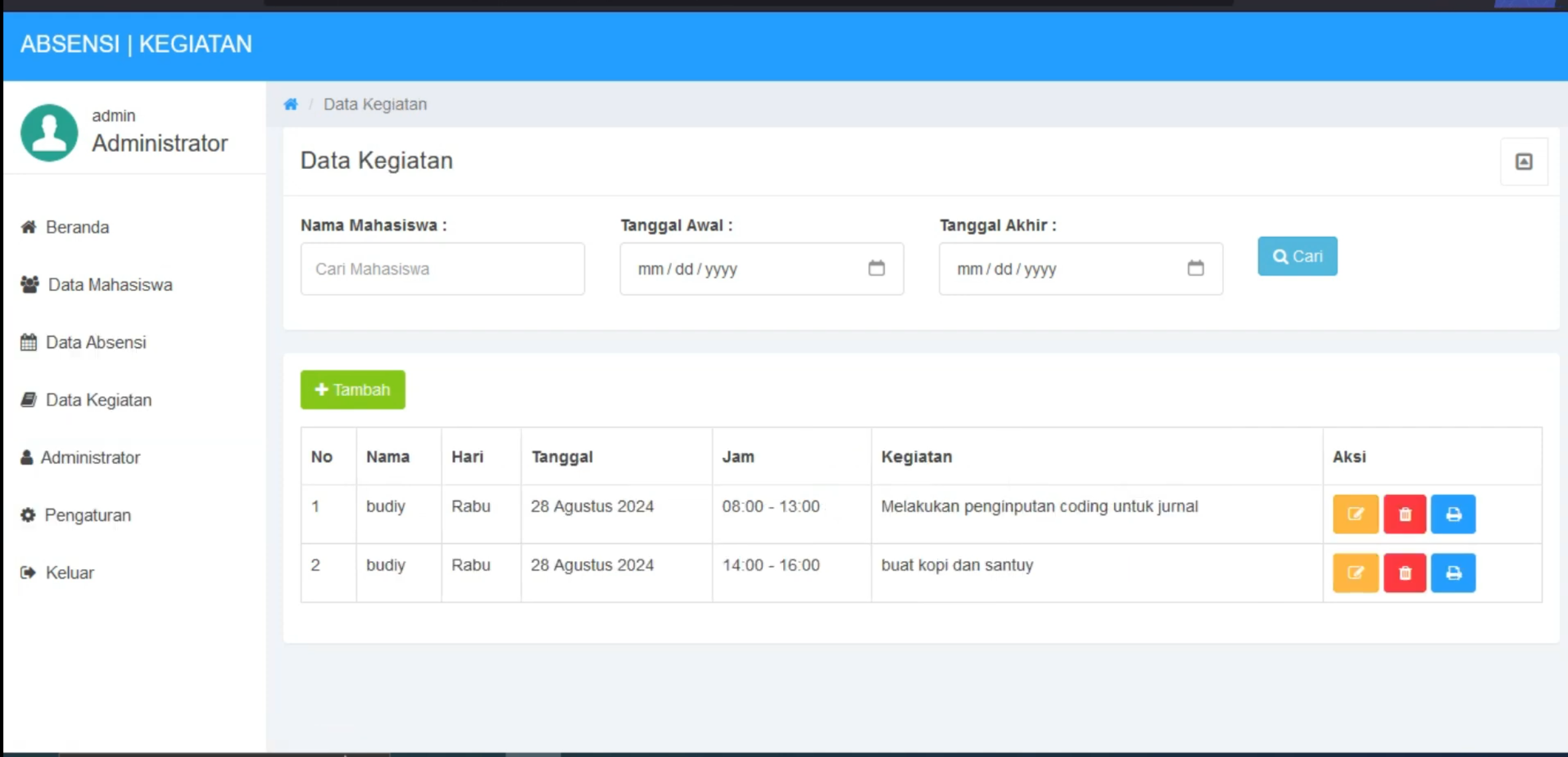 Aplikasi Absensi Online Magang | Absensi & Laporan Kegiatan | Source Code Website Absensi dan Laporan Magang