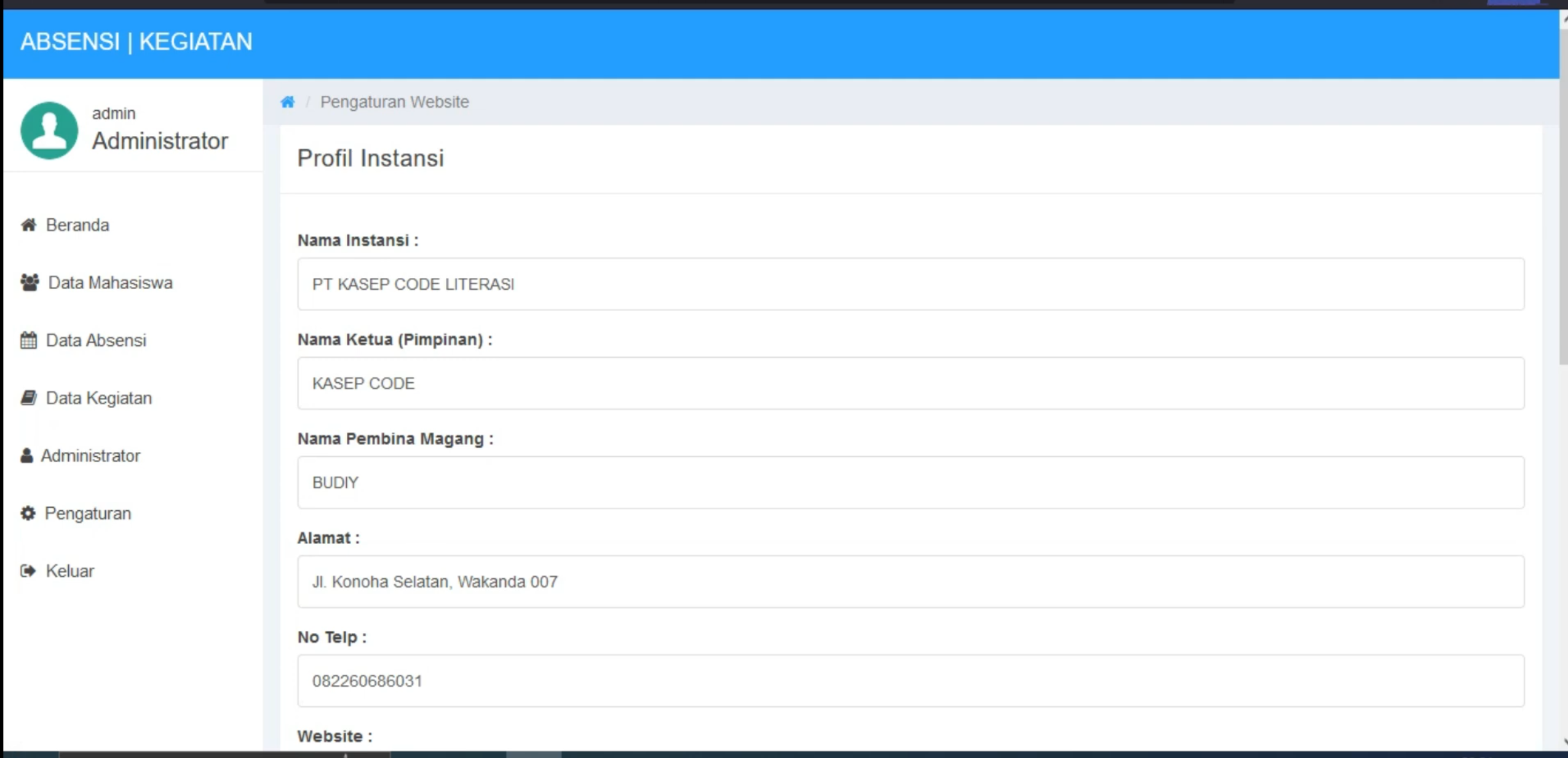 Aplikasi Absensi Online Magang | Absensi & Laporan Kegiatan | Source Code Website Absensi dan Laporan Magang