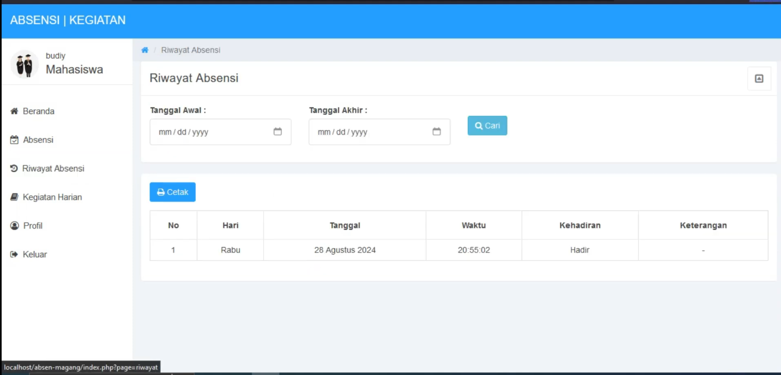 Aplikasi Absensi Online Magang | Absensi & Laporan Kegiatan | Source Code Website Absensi dan Laporan Magang
