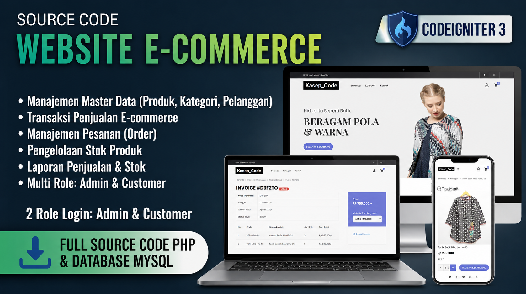 Website E-Commerce | Download Source Code PHP E-Commerce | Toko Online | E-Commerce CodeIgniter 3