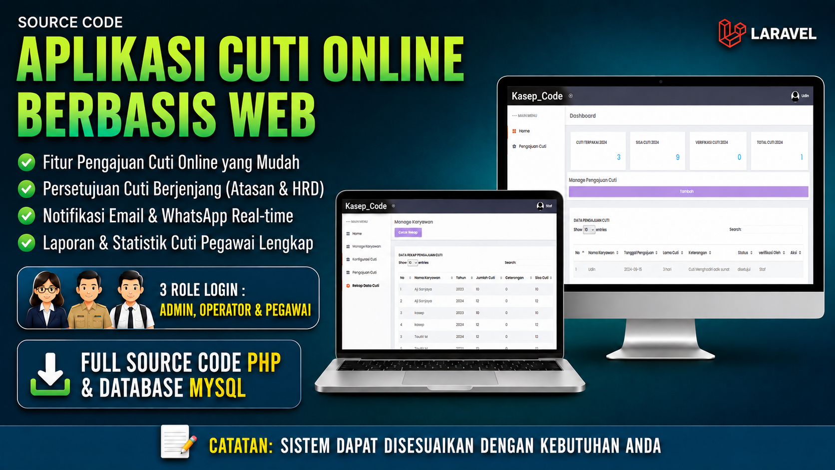 Aplikasi Cuti Online | Website Cuti Online Framework Laravel | Download Source Code Cuti Karyawan