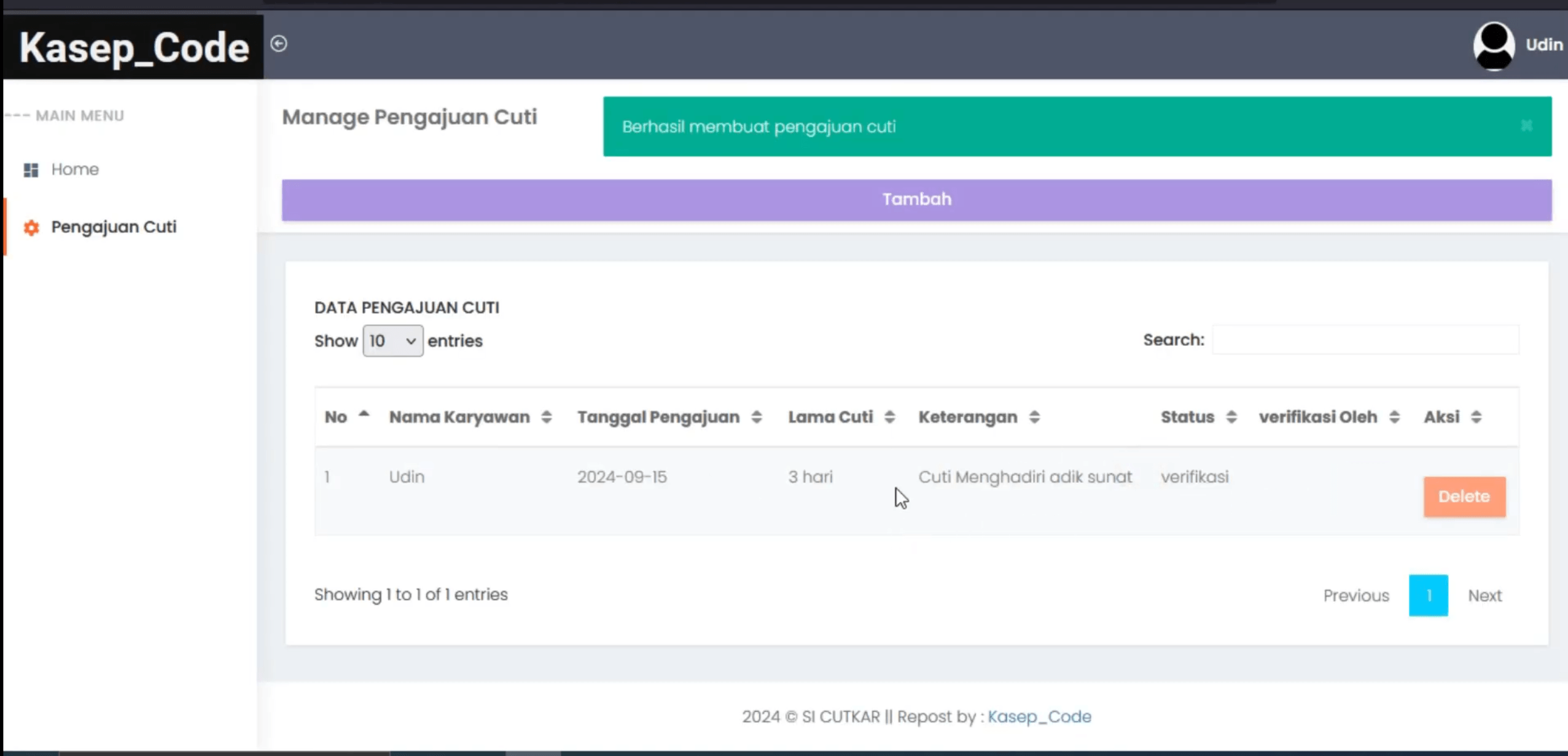 Aplikasi Cuti Online | Website Cuti Online Framework Laravel | Download Source Code Cuti Karyawan