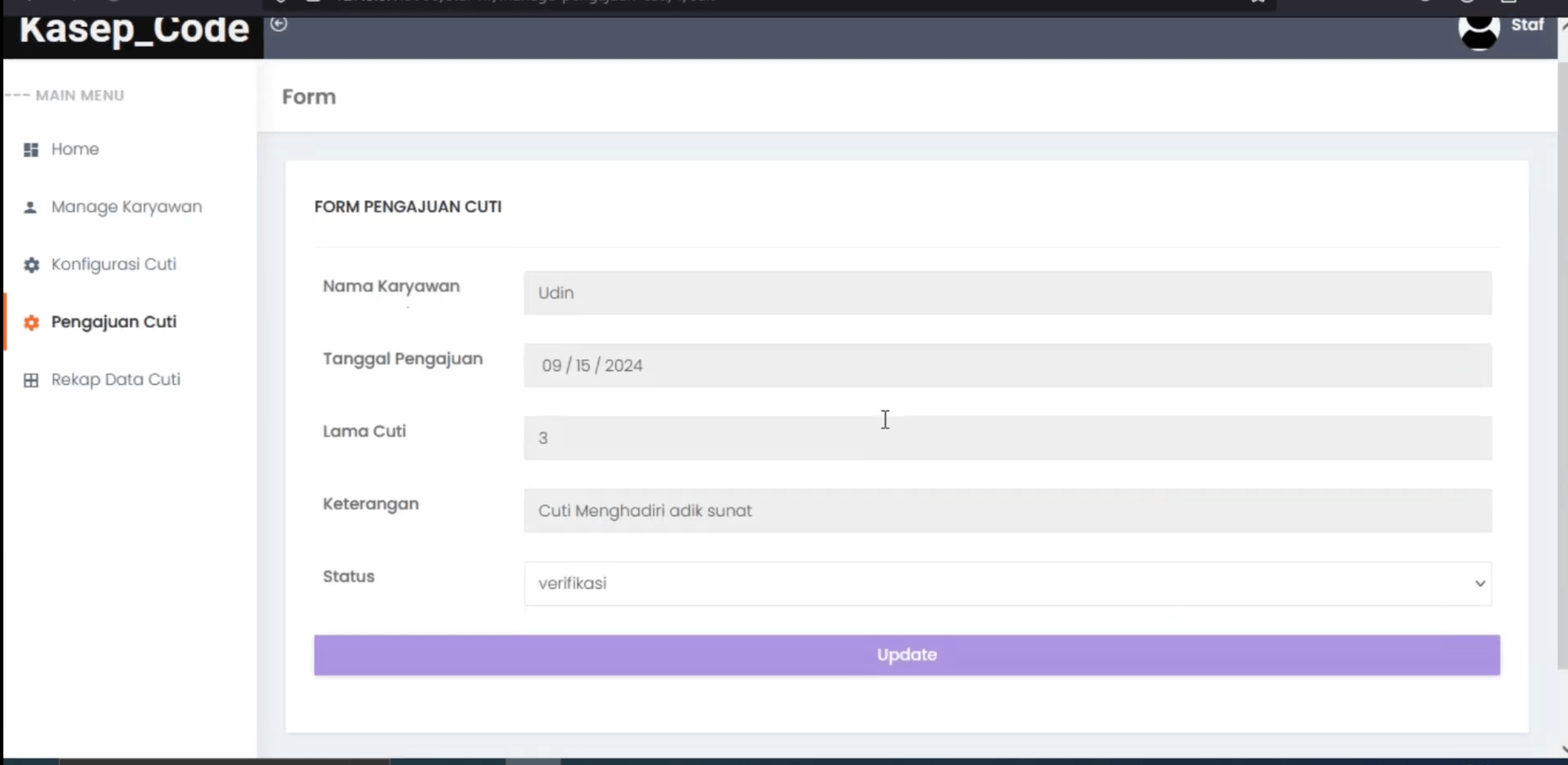 Aplikasi Cuti Online | Website Cuti Online Framework Laravel | Download Source Code Cuti Karyawan