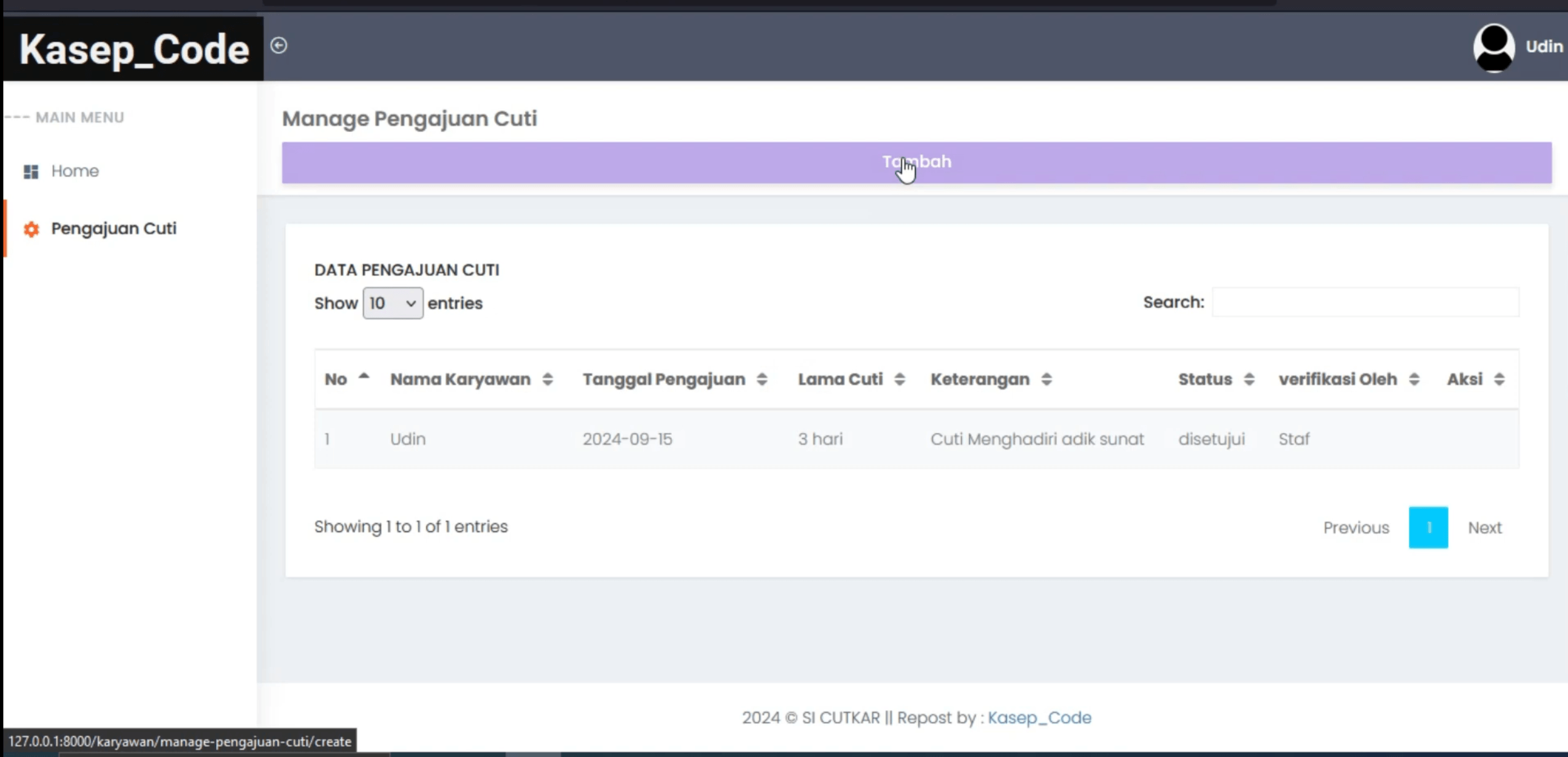 Aplikasi Cuti Online | Website Cuti Online Framework Laravel | Download Source Code Cuti Karyawan