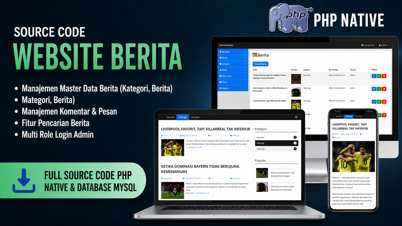 Source Code PHP Website Berita | Download Source Code Website Berita | Website Berita PHP Native