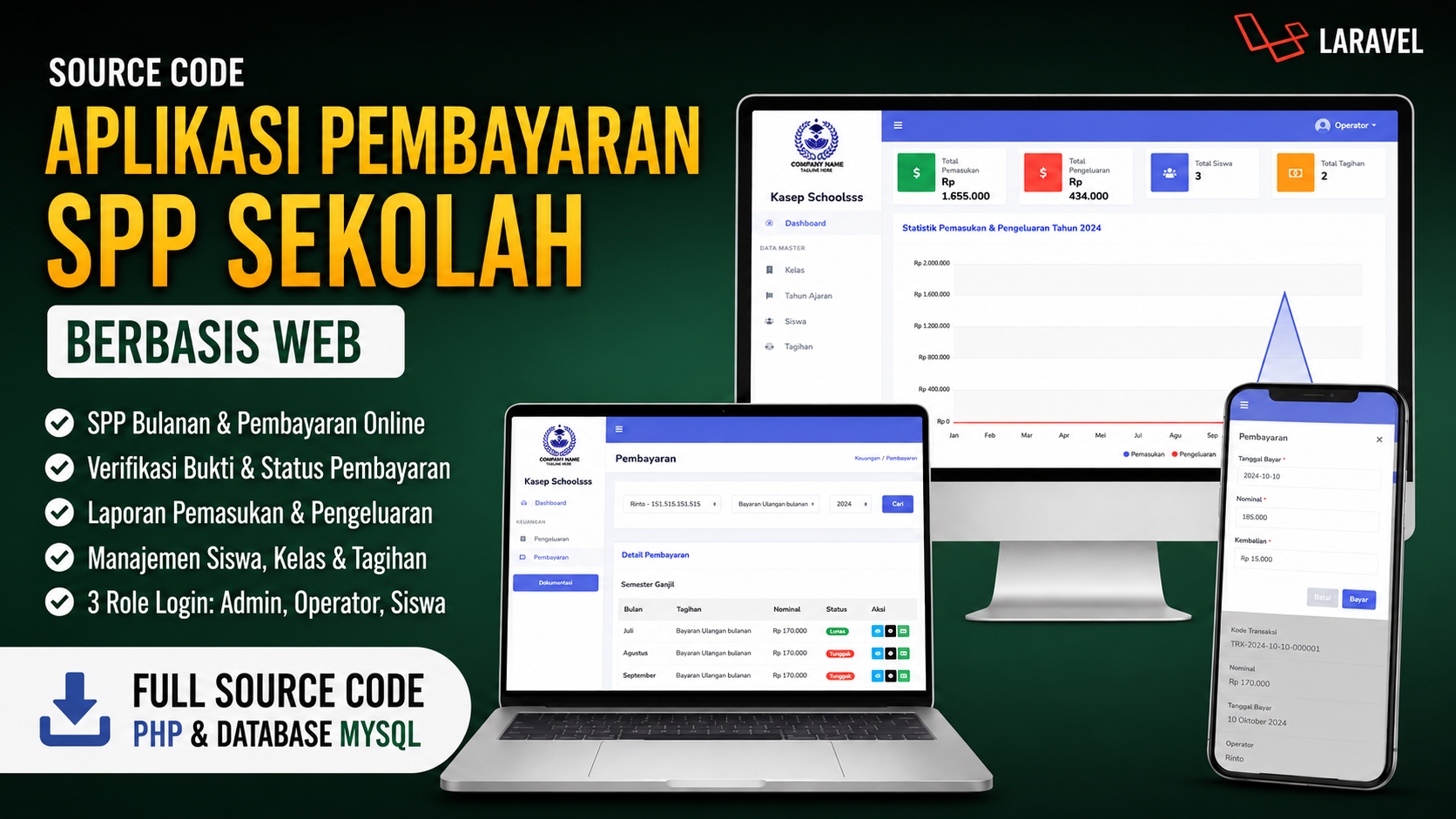 Aplikasi Pembayaran SPP Online | Website Pembayaran Sekolah | Source Code Pembayaran Online | Part 1 & 2