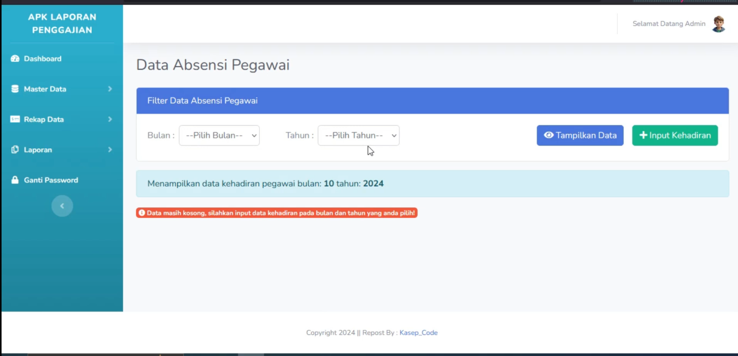 Source Code Aplikasi Gaji Pegawai | Sistem Informasi Gaji Karyawan CodeIgniter 3| Aplikasi Slip Gaji