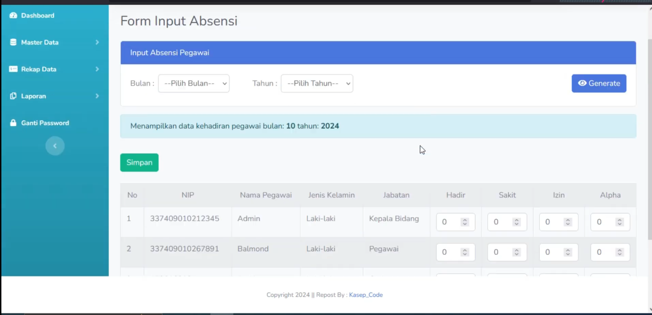 Source Code Aplikasi Gaji Pegawai | Sistem Informasi Gaji Karyawan CodeIgniter 3| Aplikasi Slip Gaji