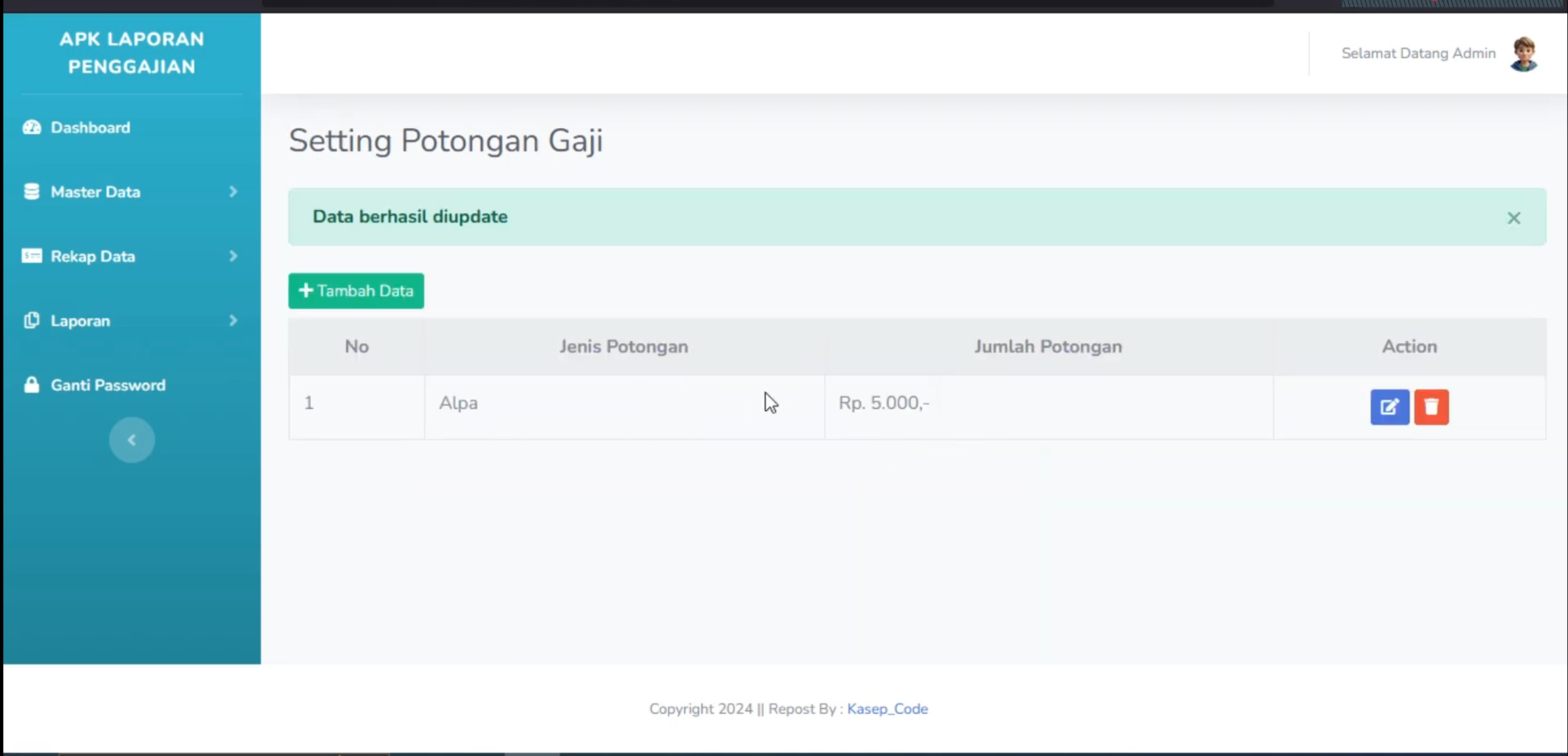 Source Code Aplikasi Gaji Pegawai | Sistem Informasi Gaji Karyawan CodeIgniter 3| Aplikasi Slip Gaji