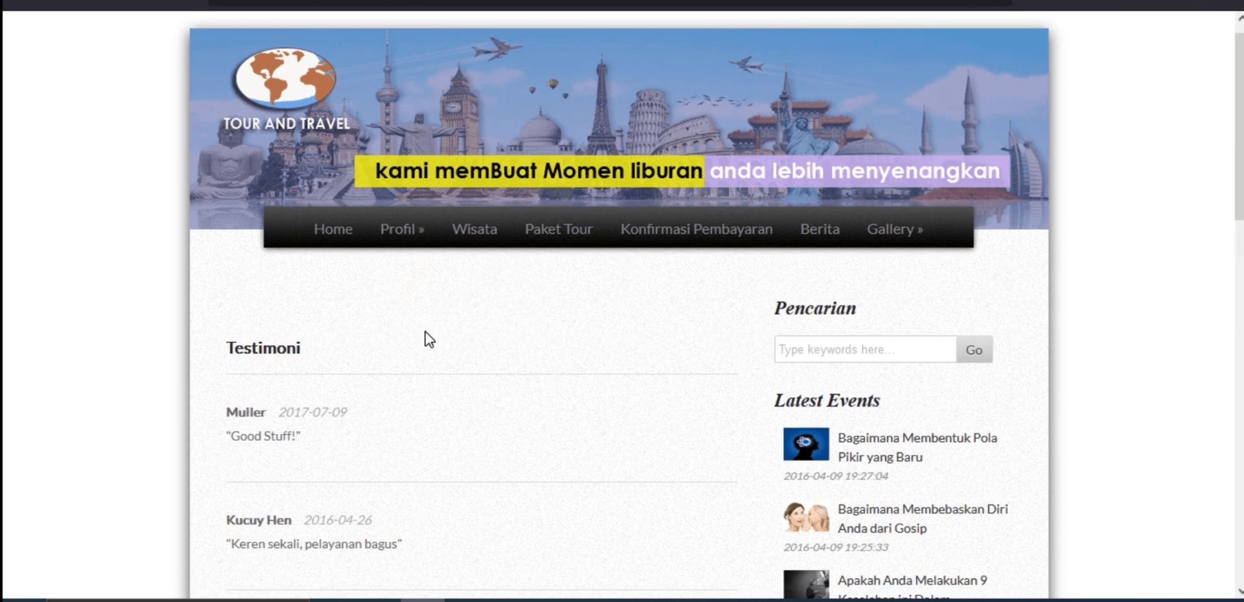 Aplikasi Pemesanan Paket Wisata | Source Code Website Pemesanan Paket Wisata CodeIgniter 3 | MysqL
