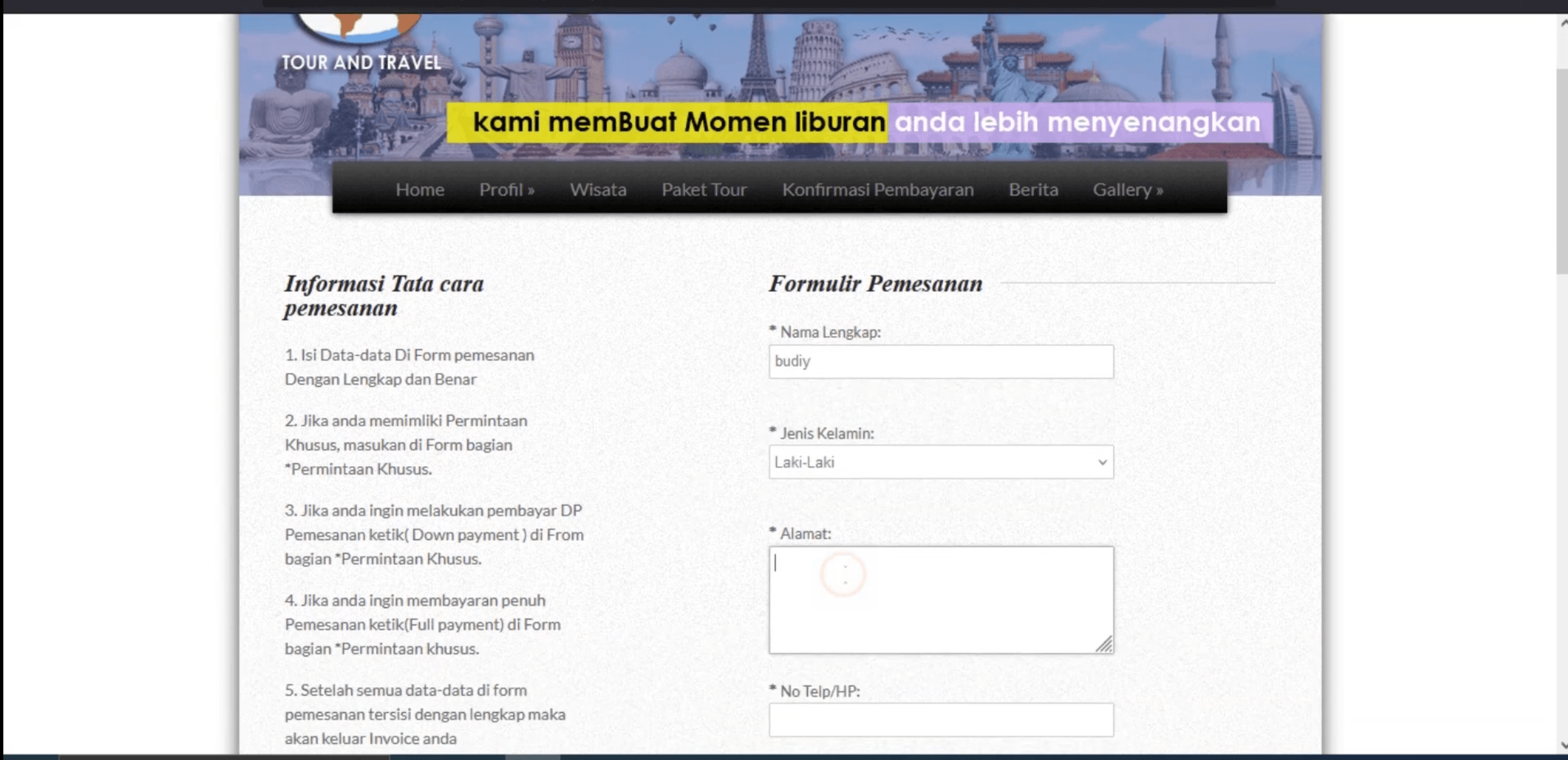 Aplikasi Pemesanan Paket Wisata | Source Code Website Pemesanan Paket Wisata CodeIgniter 3 | MysqL