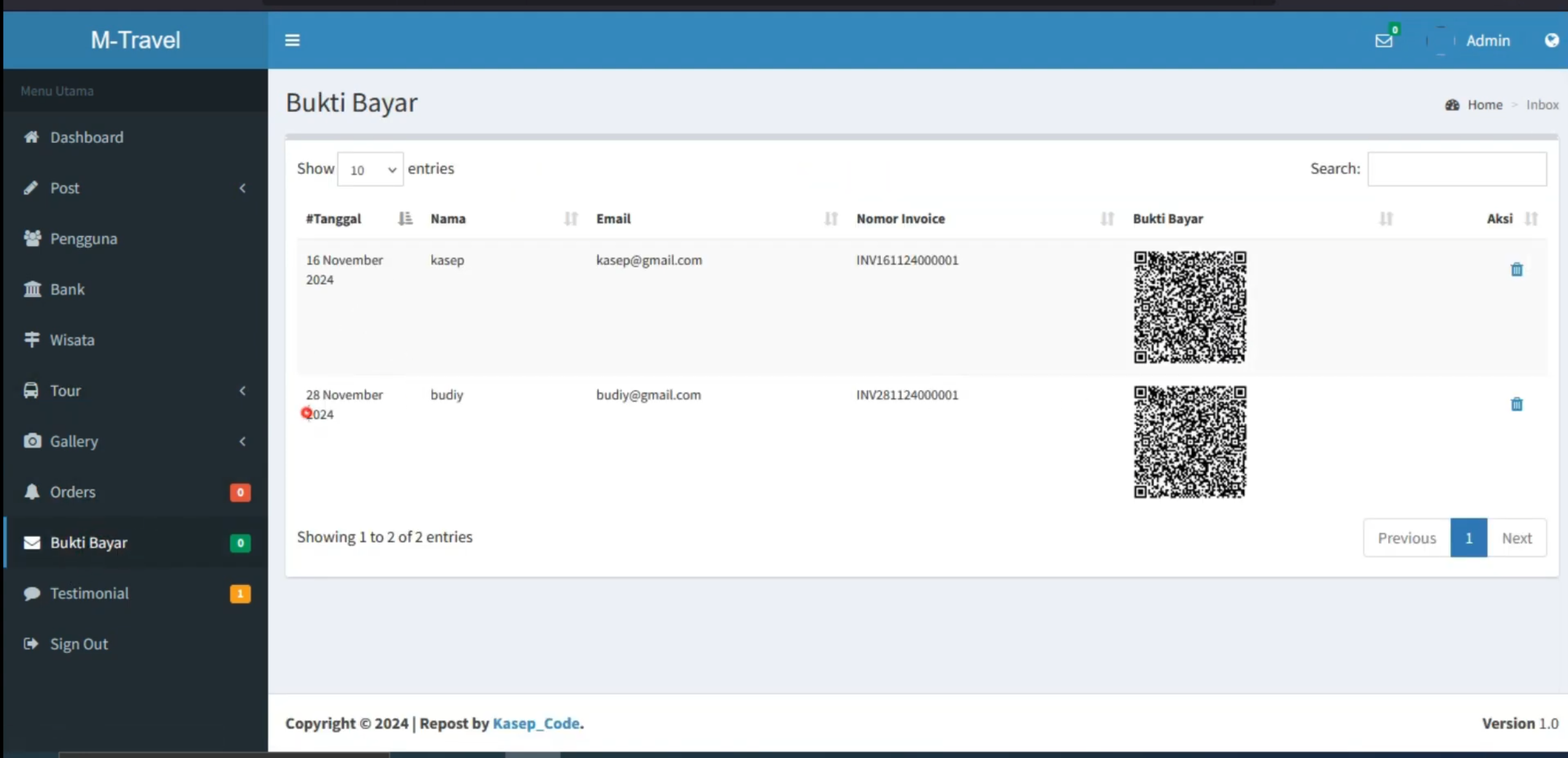 Aplikasi Pemesanan Paket Wisata | Source Code Website Pemesanan Paket Wisata CodeIgniter 3 | MysqL