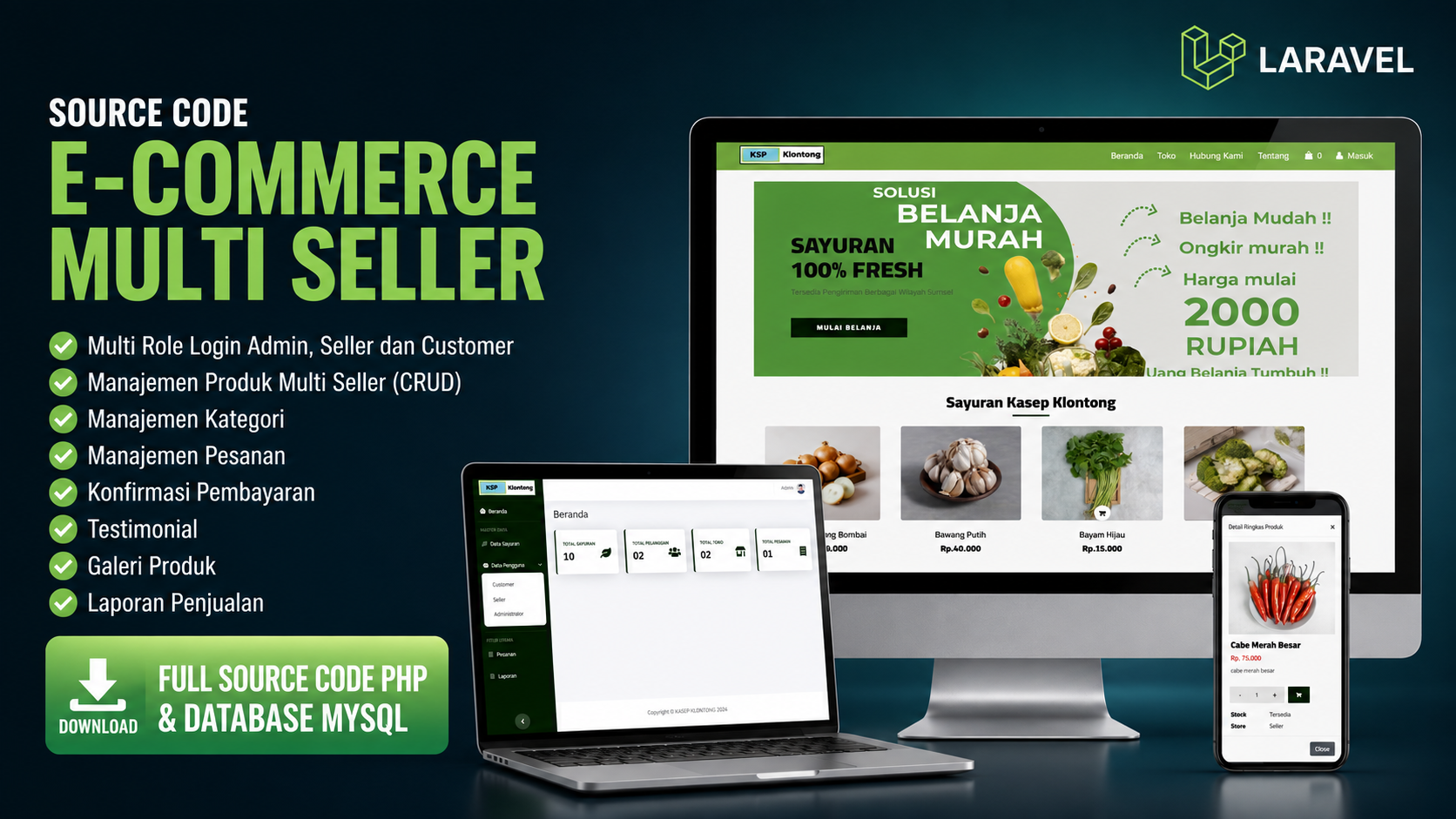 Website E-Commerce Laravel | Source Code Website Toko Online Laravel | Source Code E-Commerce Multi Seller | Setiap Seller Bisa Membuat Toko Sendiri