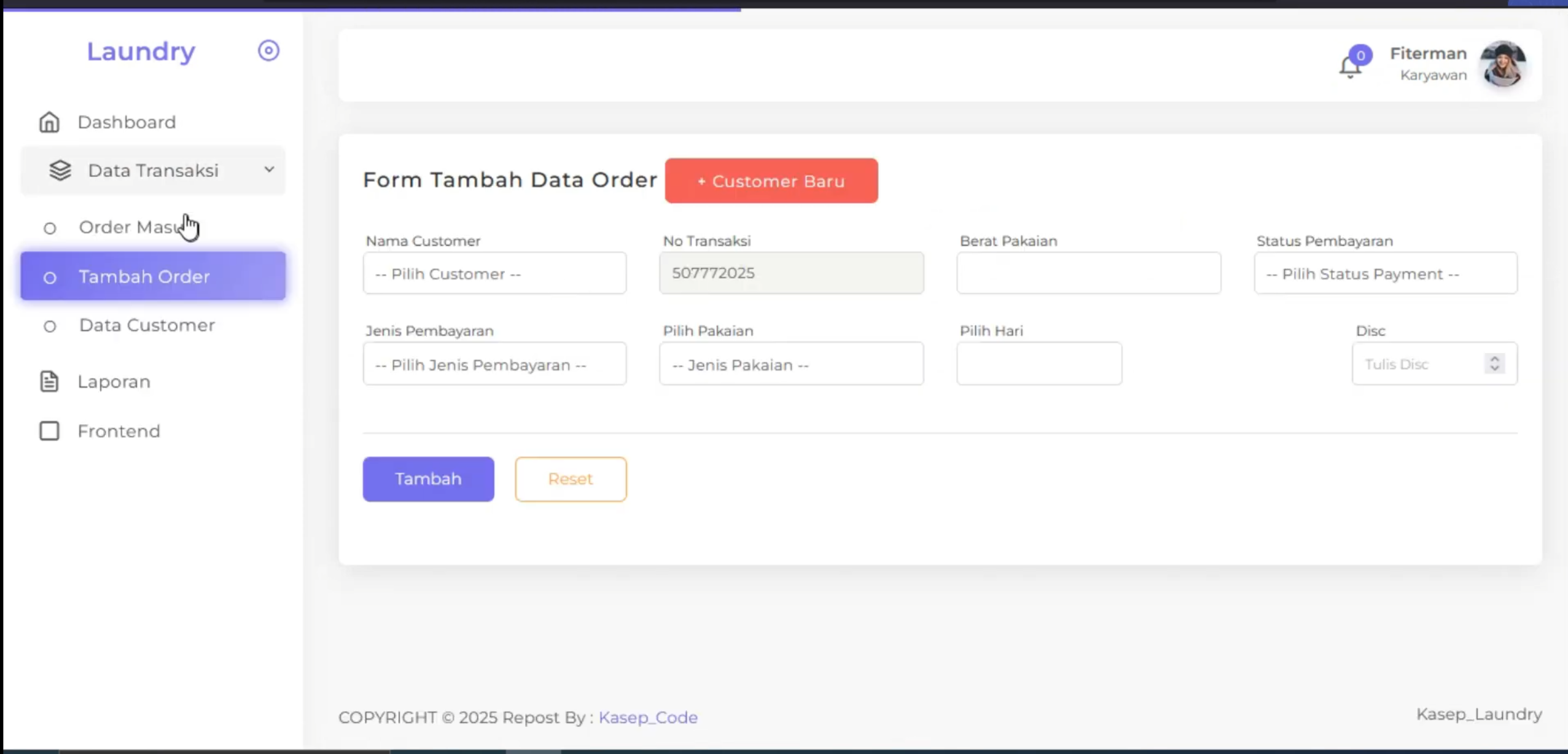 Website Laundry | Download source code Laravel aplikasi laundry | Source code PHP website laundry