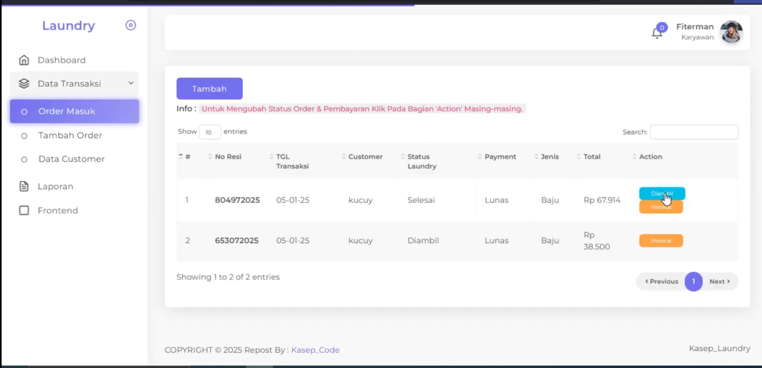 Website Laundry | Download source code Laravel aplikasi laundry | Source code PHP website laundry