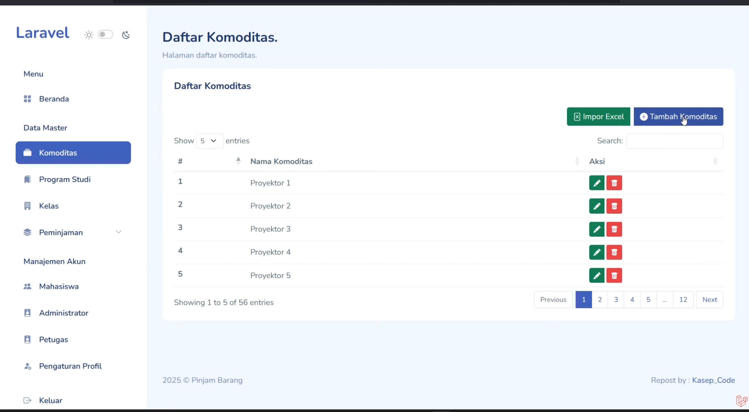 Source code website peminjaman barang | Download source code aplikasi peminjaman barang | Laravel