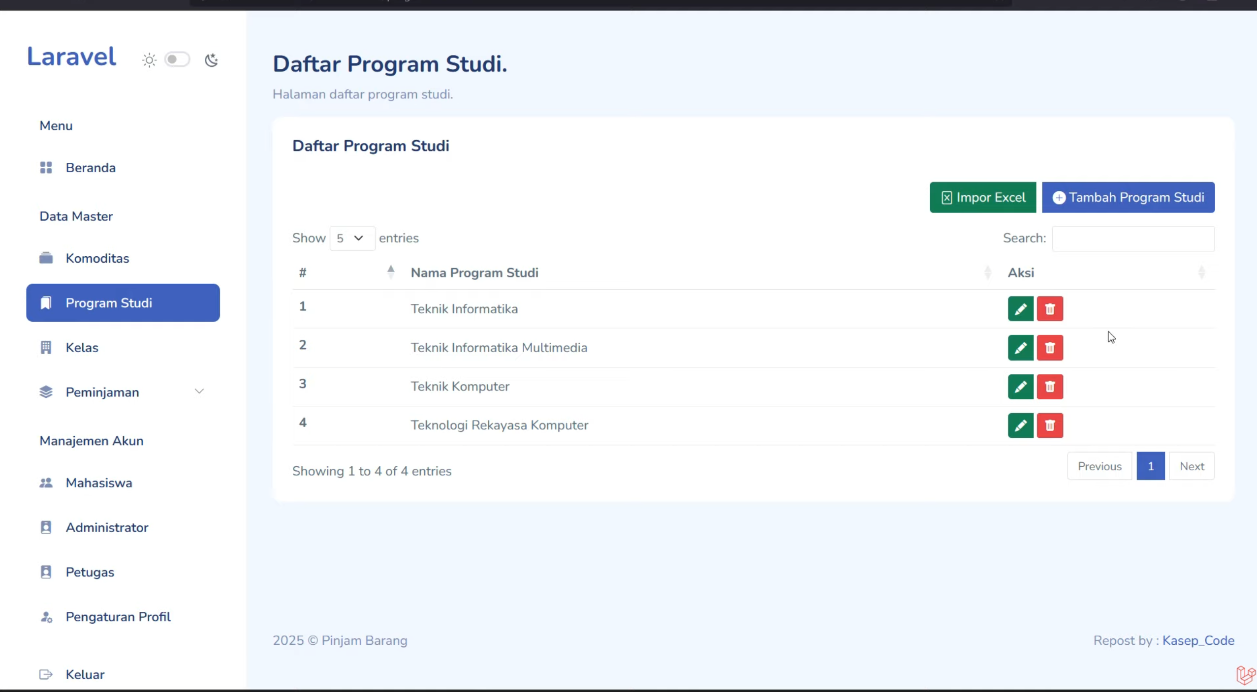 Source code website peminjaman barang | Download source code aplikasi peminjaman barang | Laravel