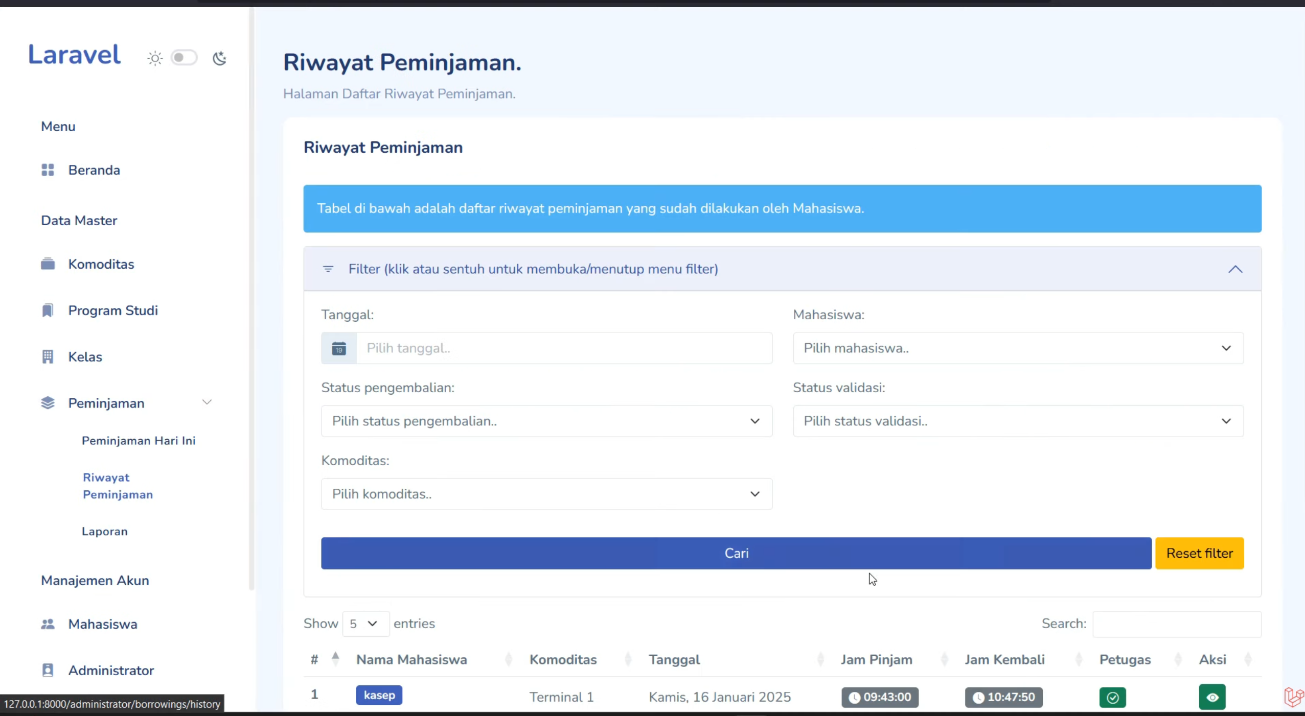Source code website peminjaman barang | Download source code aplikasi peminjaman barang | Laravel