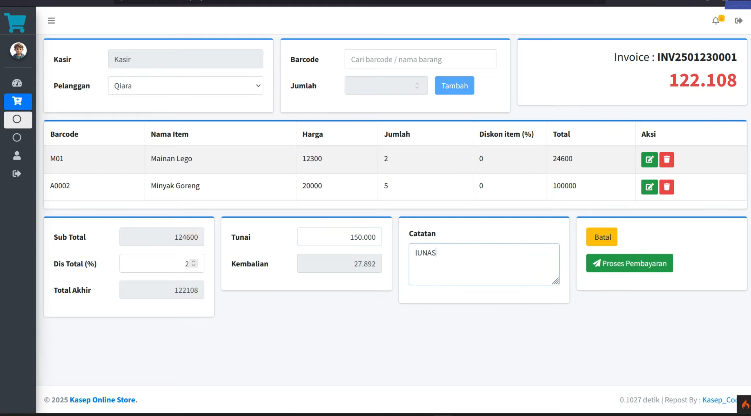 Source Point of sale (POS) | Download Source Code PHP Website stok barang| Download apk Kasir Online