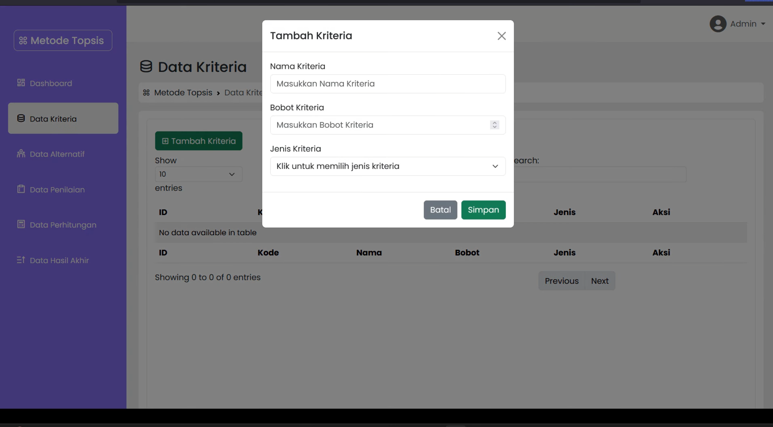 Website SPK TOPSIS | Source Code SPK Metode TOPSIS Laravel | Source Code Website SPK Metode TOPSIS