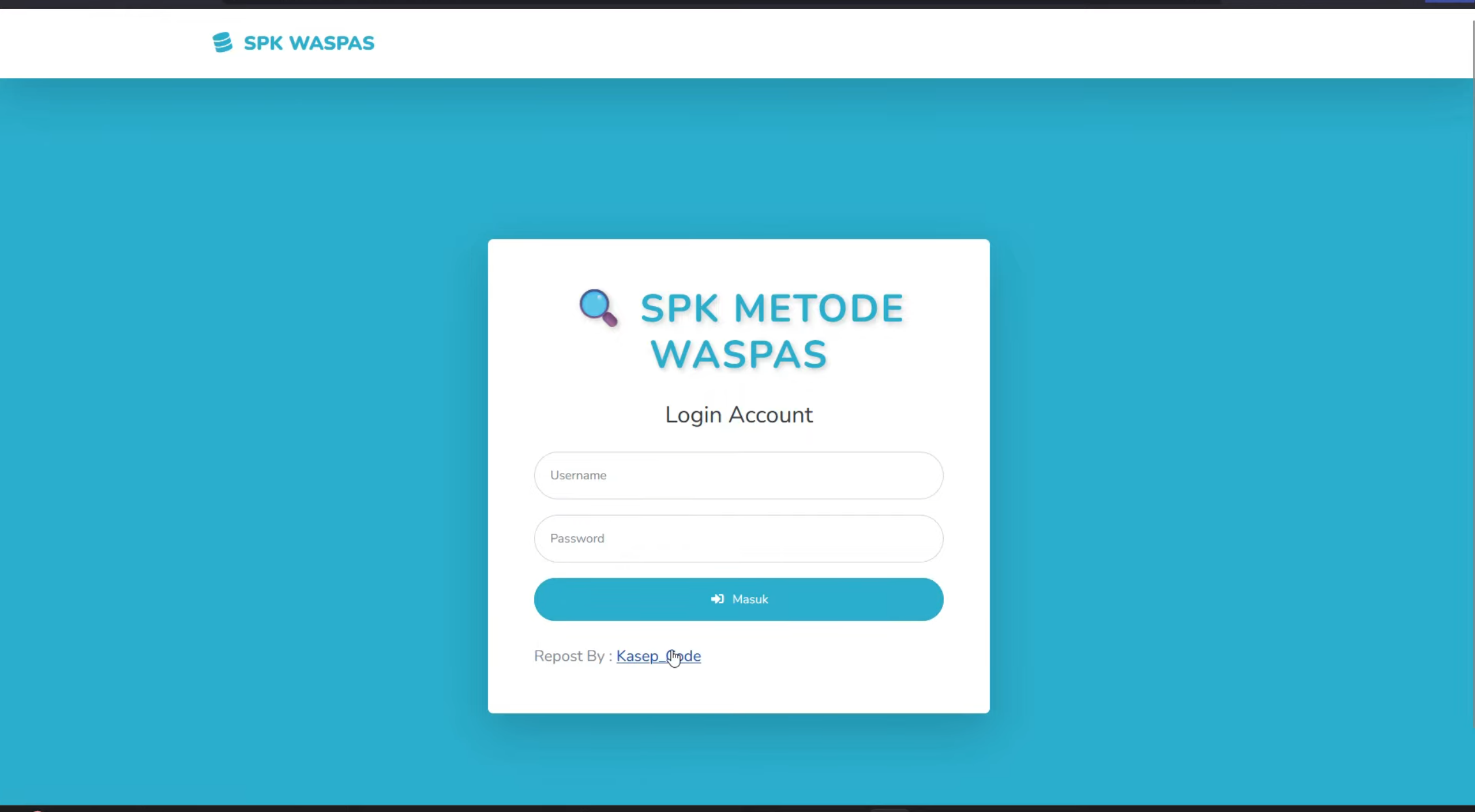 Website SPK Metode WASPAS | Download Source Code SPK Metode WASPAS | Source Code SPK Metode WASPAS