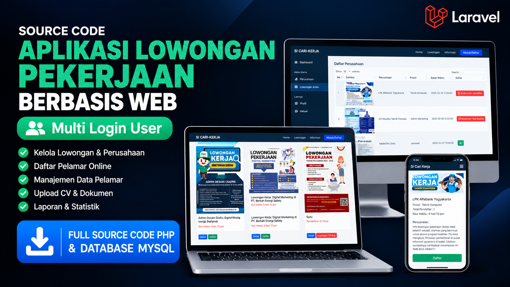 Source code Website lowongan Pekerjaan | Source Code aplikasi cari kerja | Source Code Website Loker