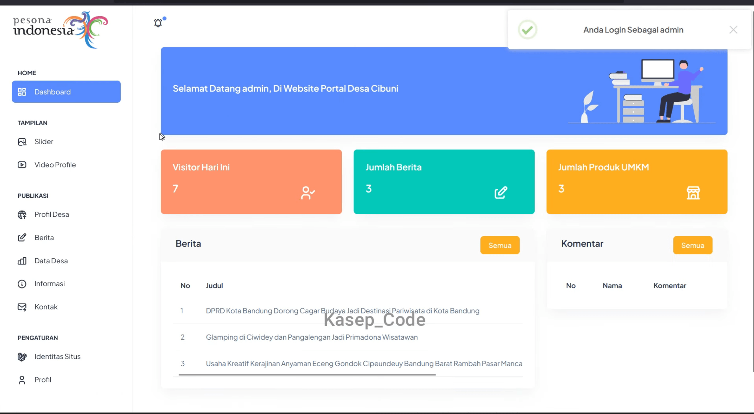 Source Code Website Desa | Source code Sistem Informasi Desa | Source code website UMKM Laravel