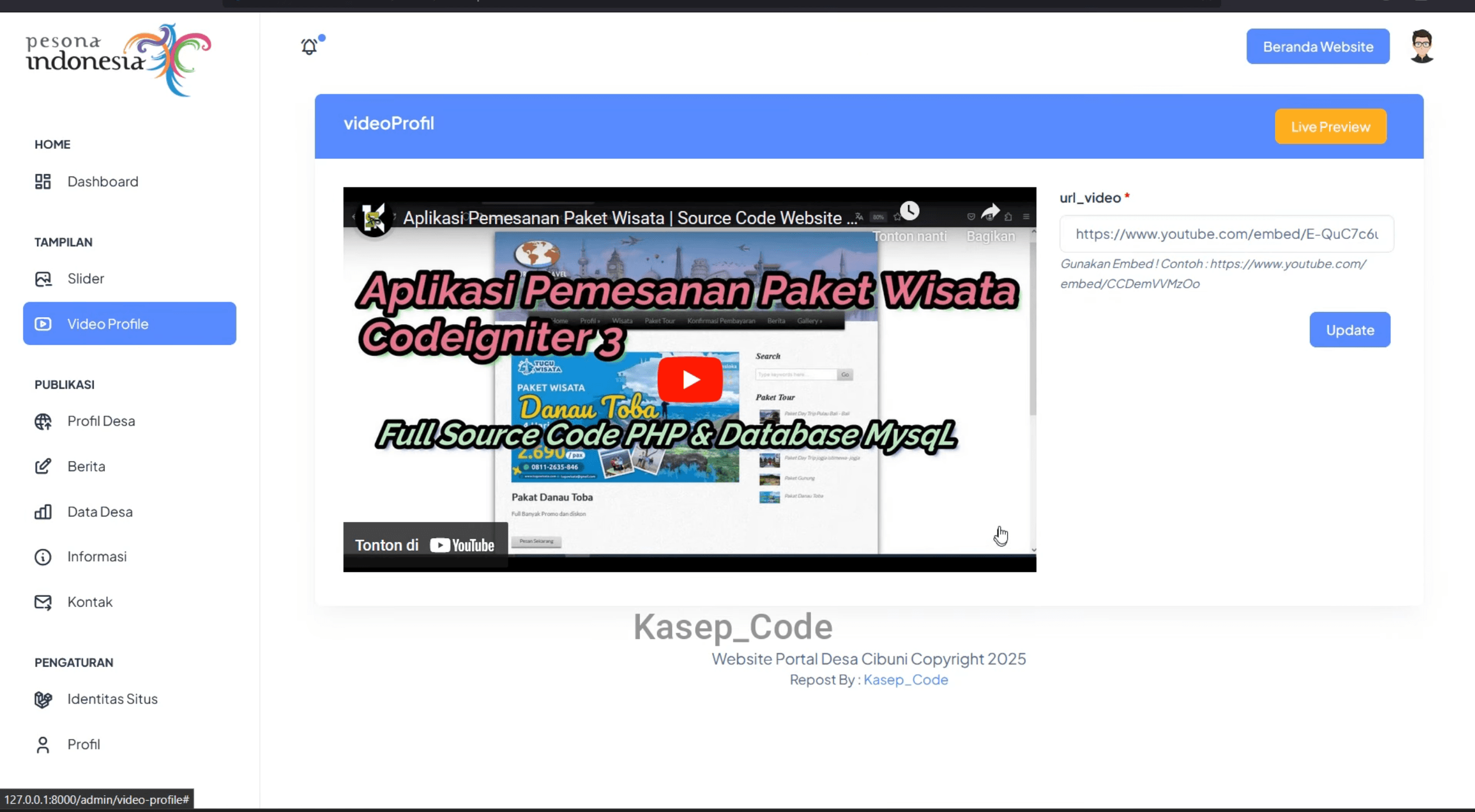 Source Code Website Desa | Source code Sistem Informasi Desa | Source code website UMKM Laravel