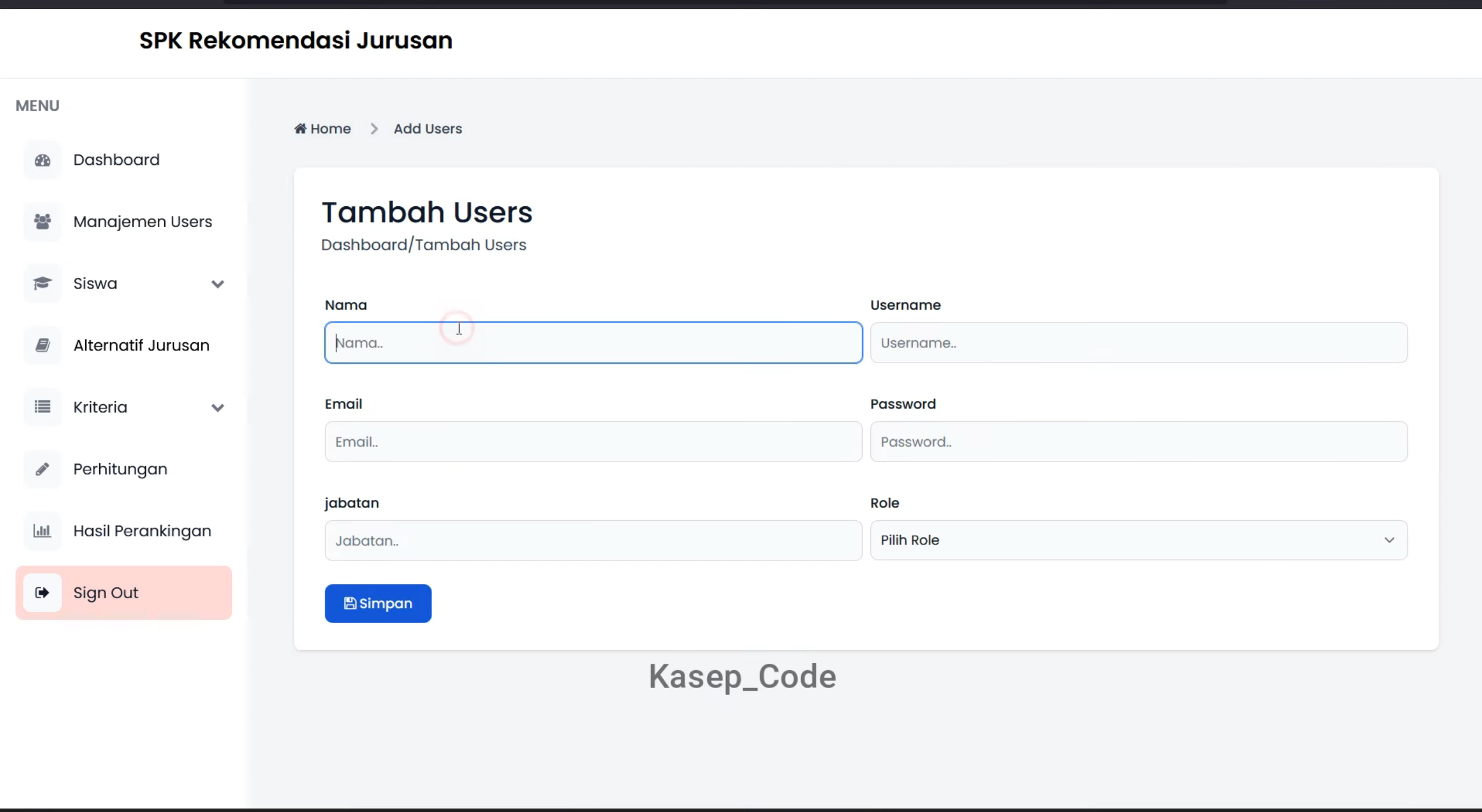 Website SPK AHP Rekomendasi Program Studi | Source Code SPK AHP Rekomendasi Jurusan Sekolah| SPK AHP