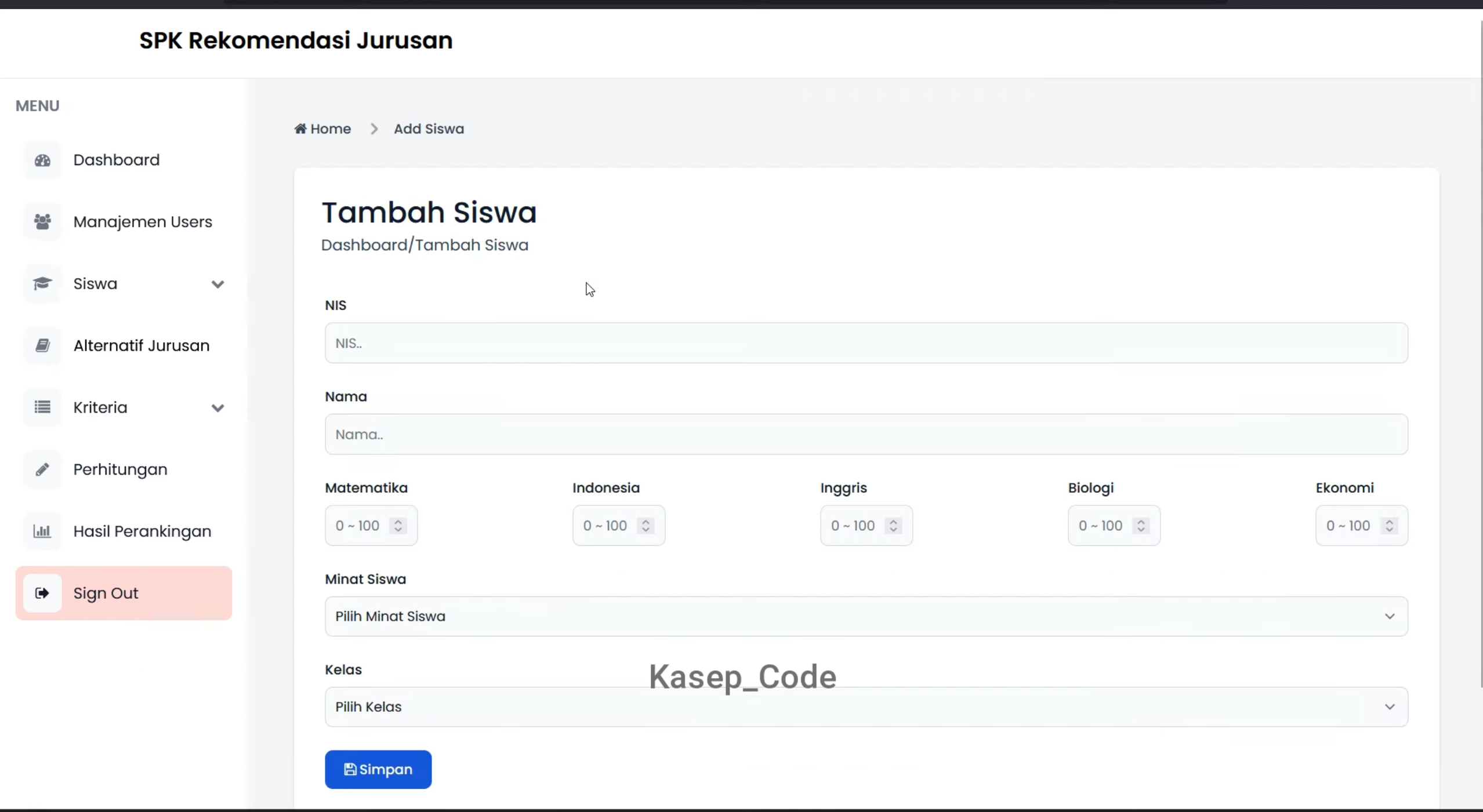 Website SPK AHP Rekomendasi Program Studi | Source Code SPK AHP Rekomendasi Jurusan Sekolah| SPK AHP