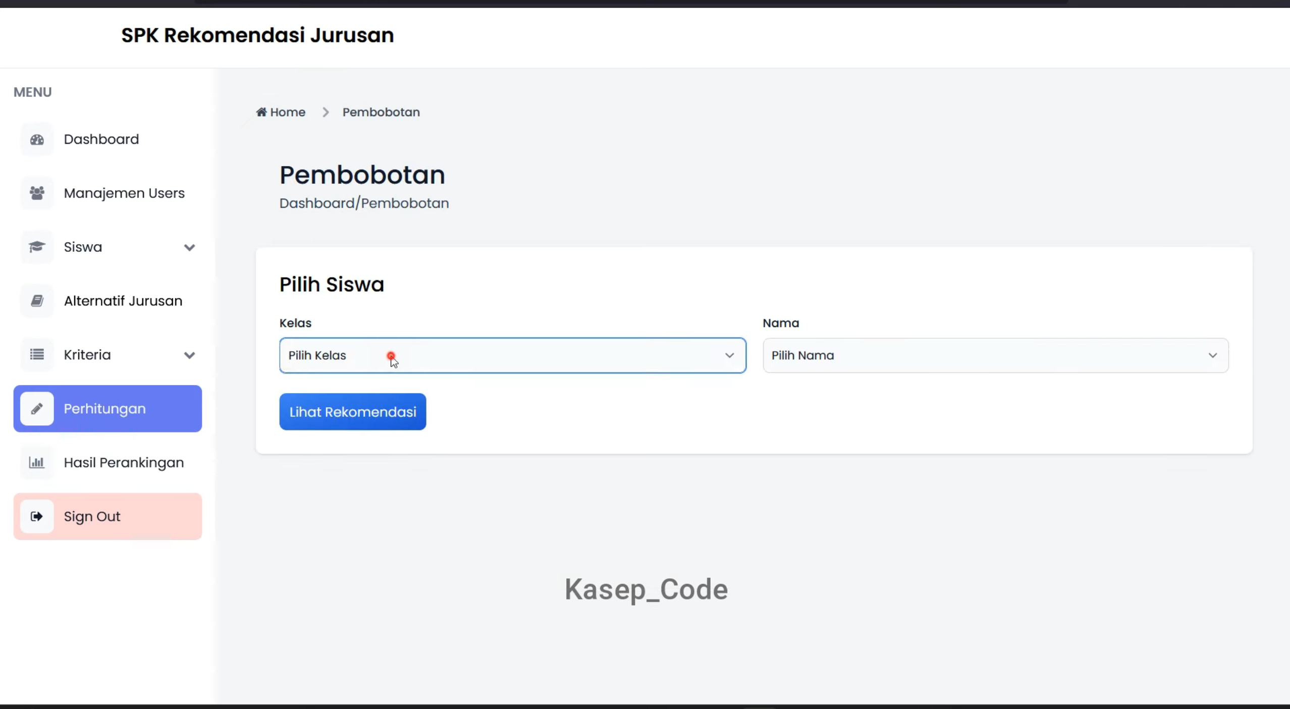 Website SPK AHP Rekomendasi Program Studi | Source Code SPK AHP Rekomendasi Jurusan Sekolah| SPK AHP