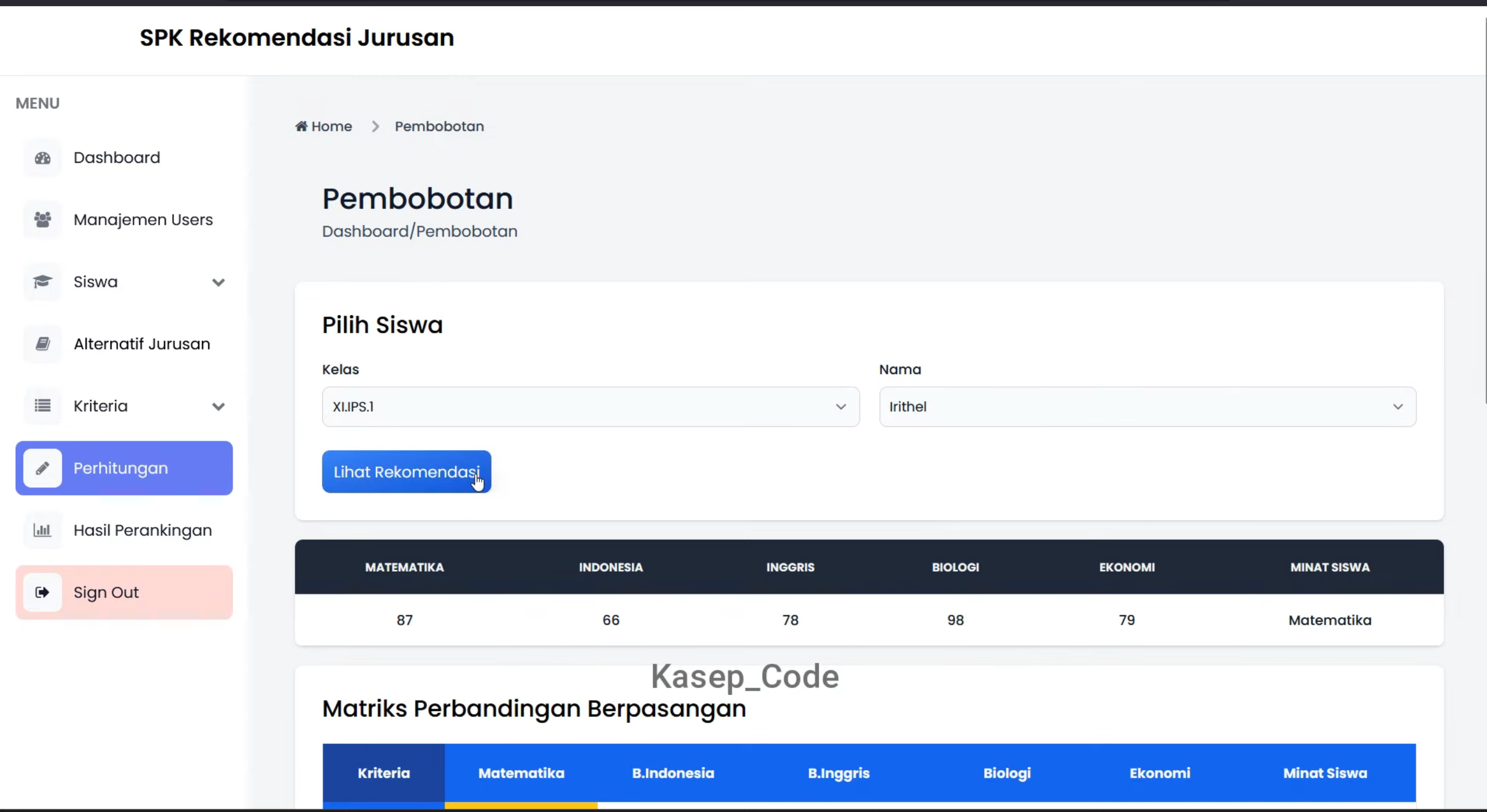 Website SPK AHP Rekomendasi Program Studi | Source Code SPK AHP Rekomendasi Jurusan Sekolah| SPK AHP