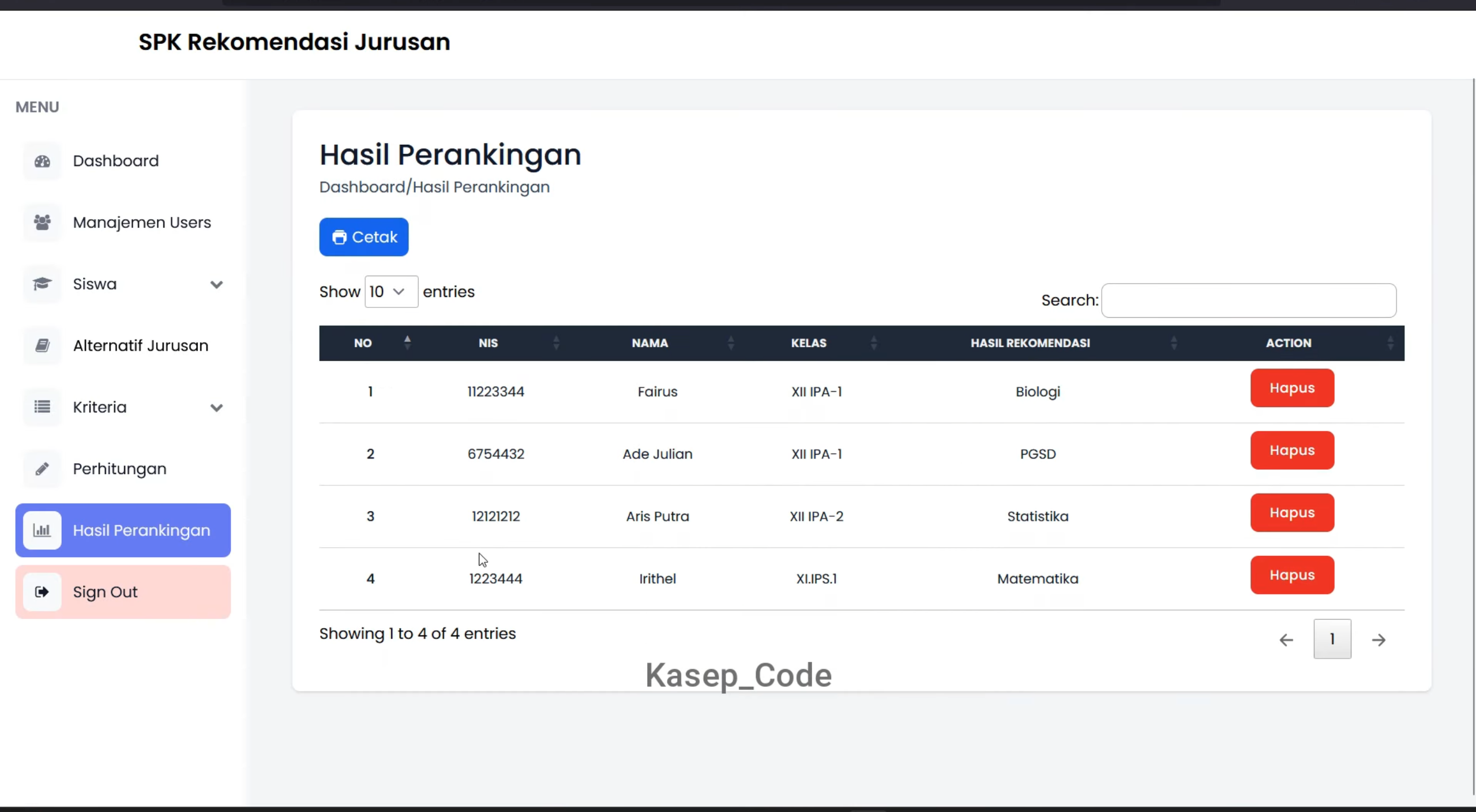 Website SPK AHP Rekomendasi Program Studi | Source Code SPK AHP Rekomendasi Jurusan Sekolah| SPK AHP