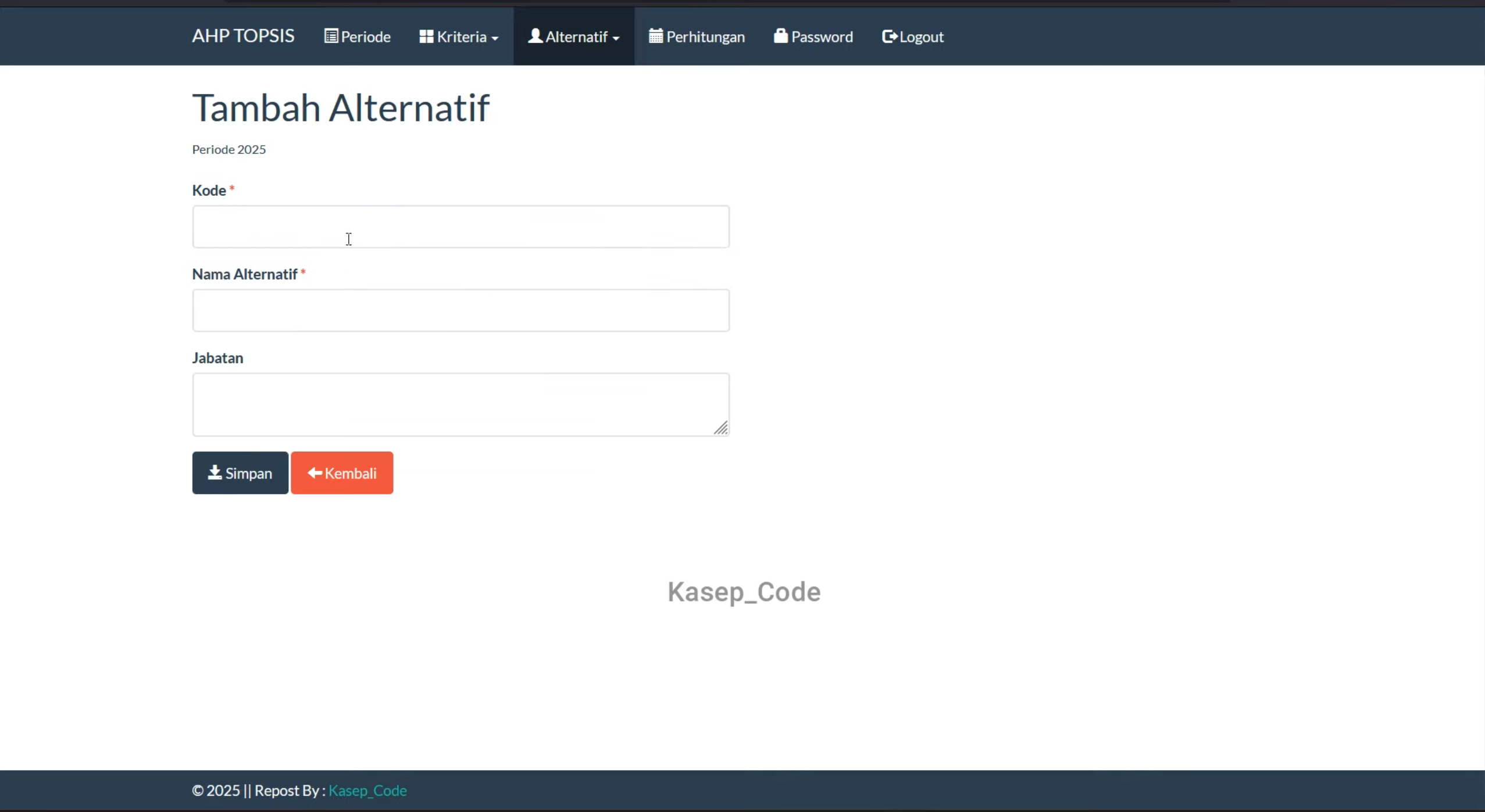 Website SPK AHP TOPSIS | Source Code SPK Gabungan Metode AHP TOPSIS | Download SPK Metode AHP TOPSIS