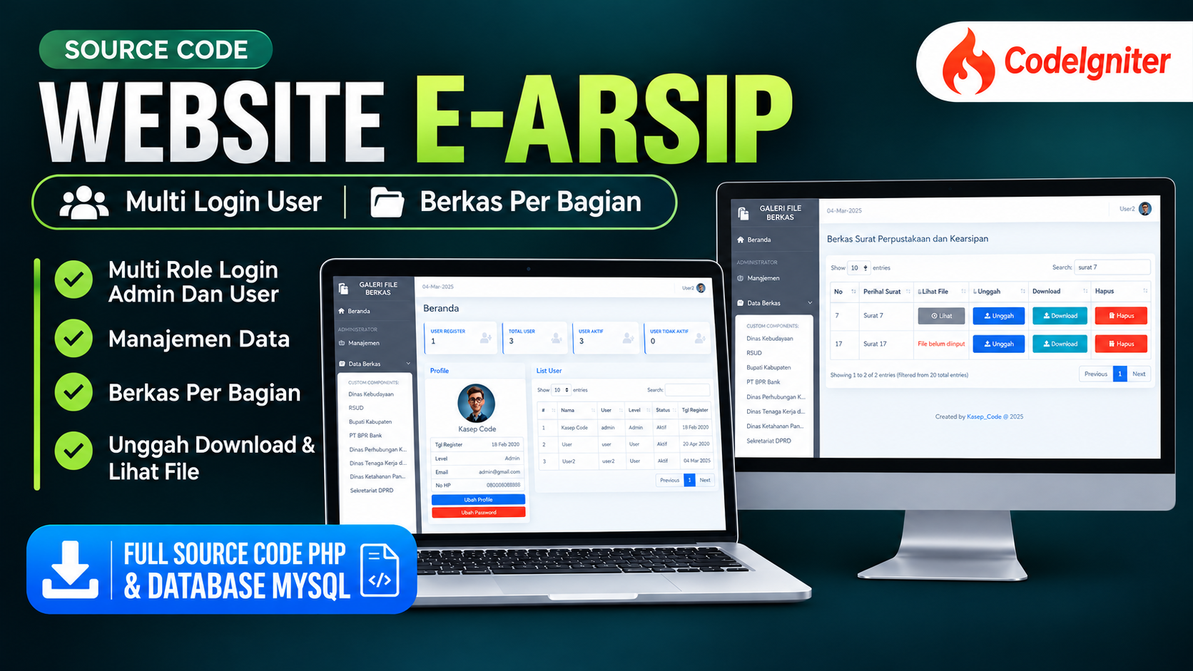 Source Code Website E-Arsip | Sistem Arsip Digital dengan PHP | Source Code Website E-Arsip