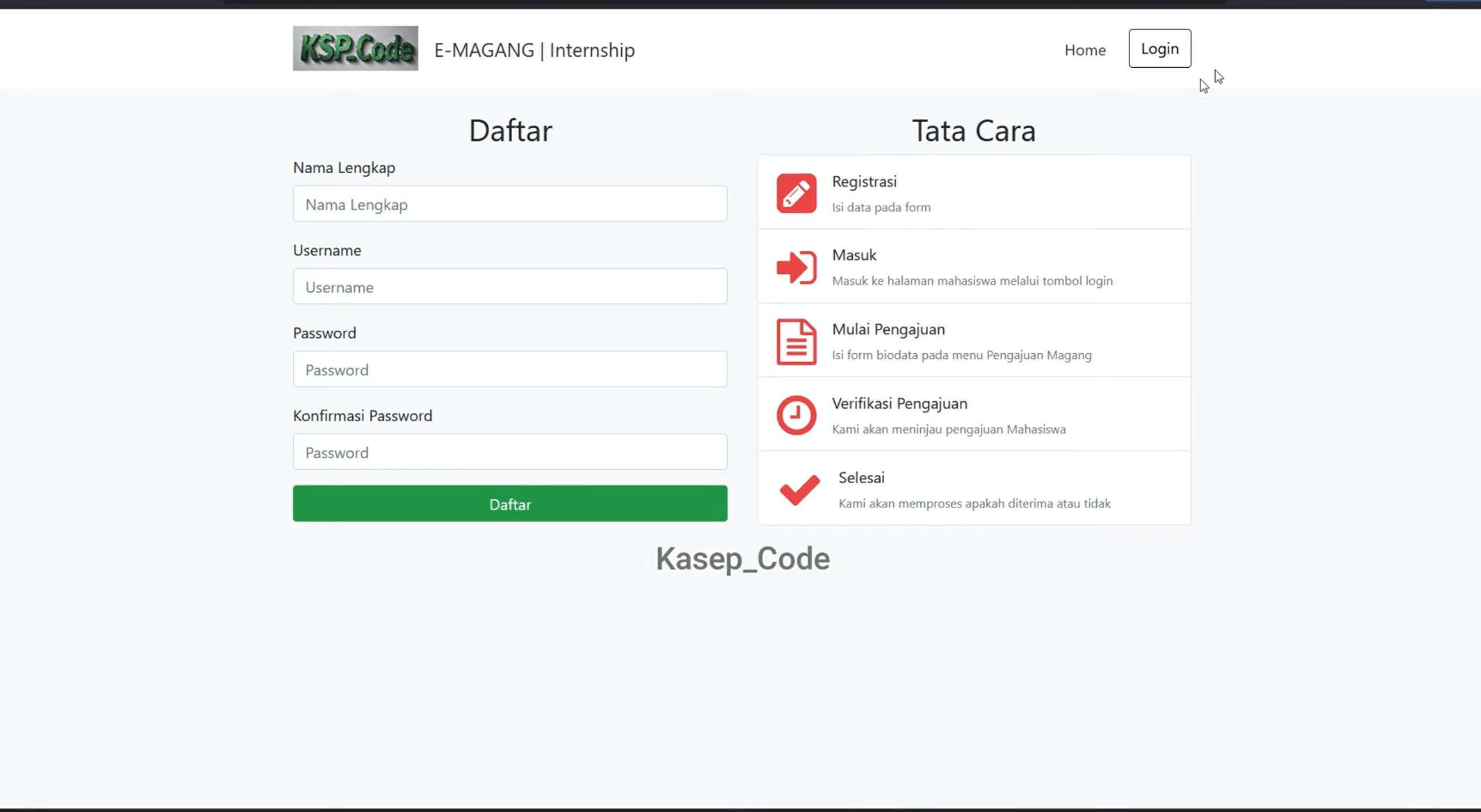 Source code website magang | Source code aplikasi pendaftaran magang | Website Magang Codeigniter 3