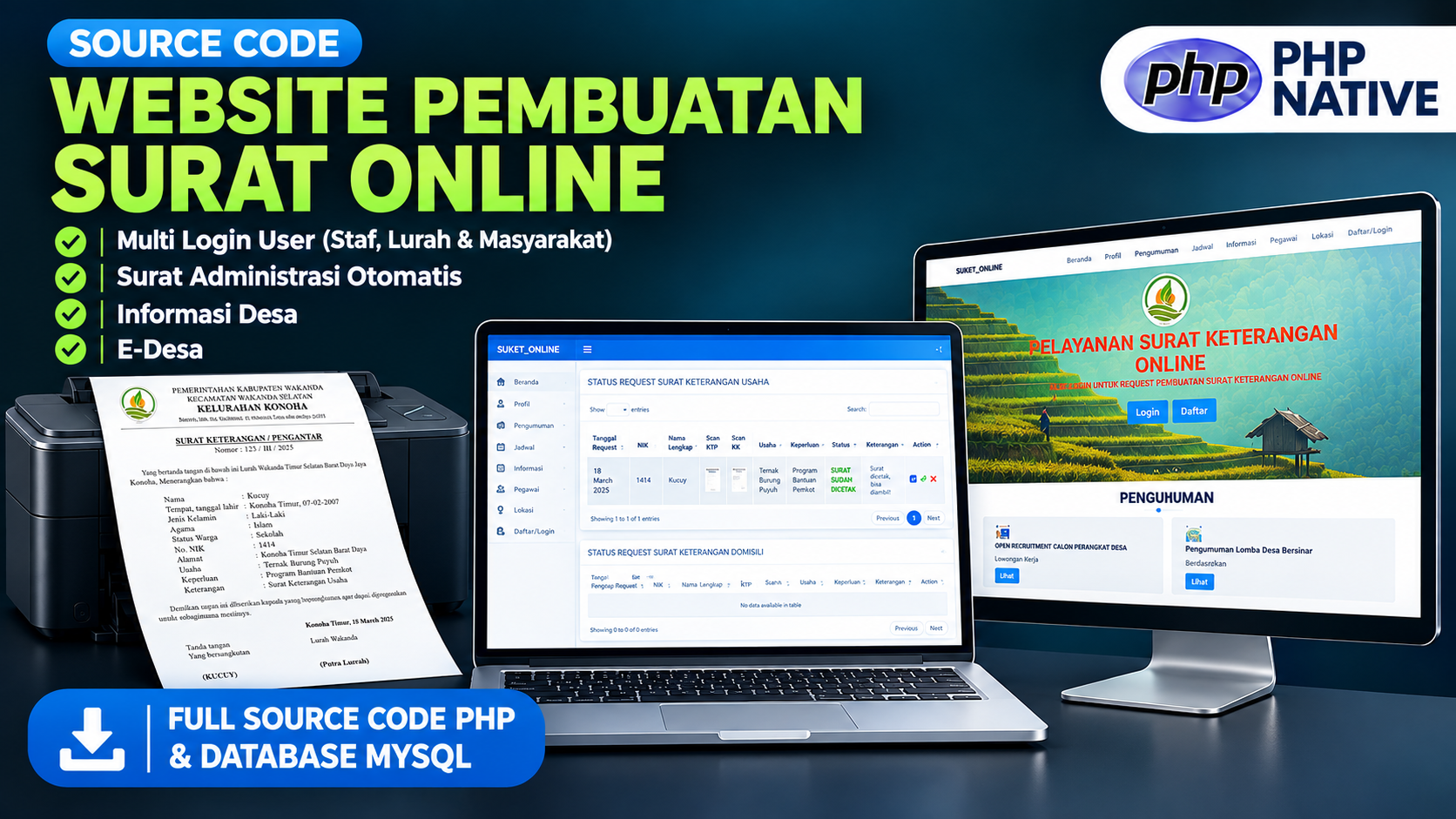 Source Code Website Kelurahan | Website Desa | Source Code Website Pembuatan Surat Online| E-Desa