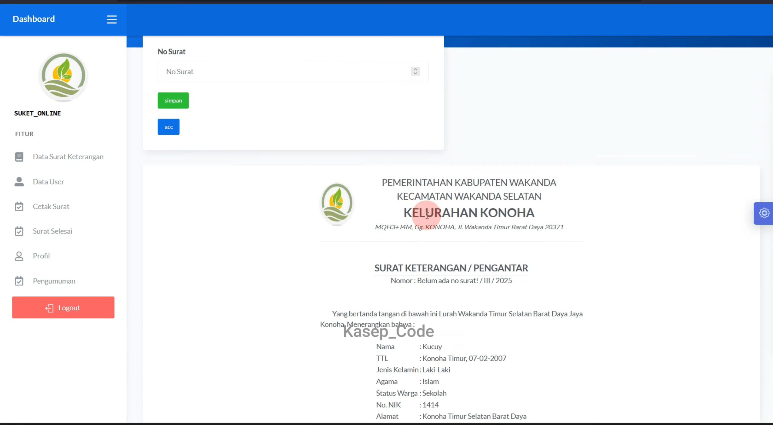 Source Code Website Kelurahan | Website Desa | Source Code Website Pembuatan Surat Online| E-Desa
