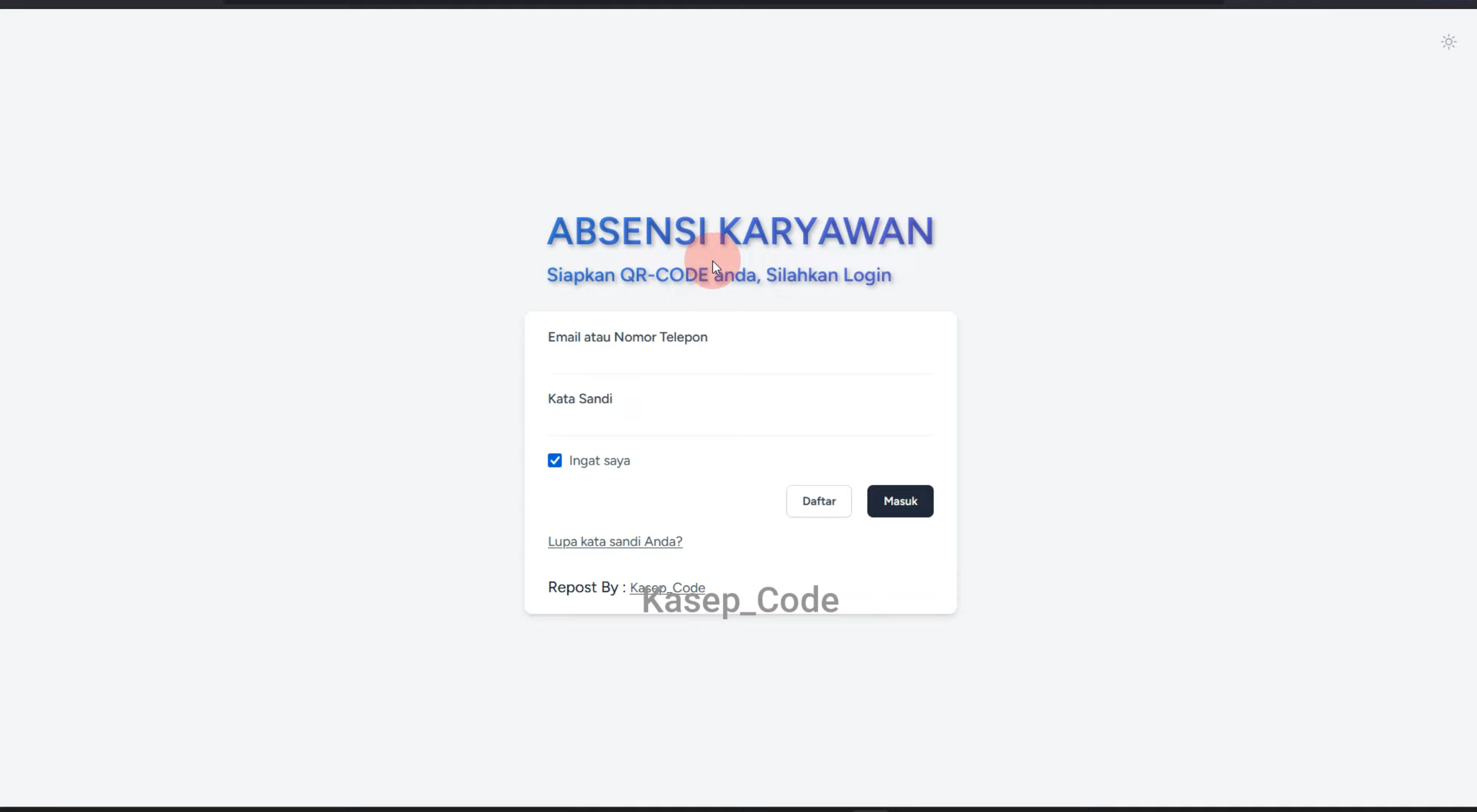 Source Code Aplikasi Absensi QR Code dengan Lokasi | Website Absensi Karyawan QR Code dengan GPS