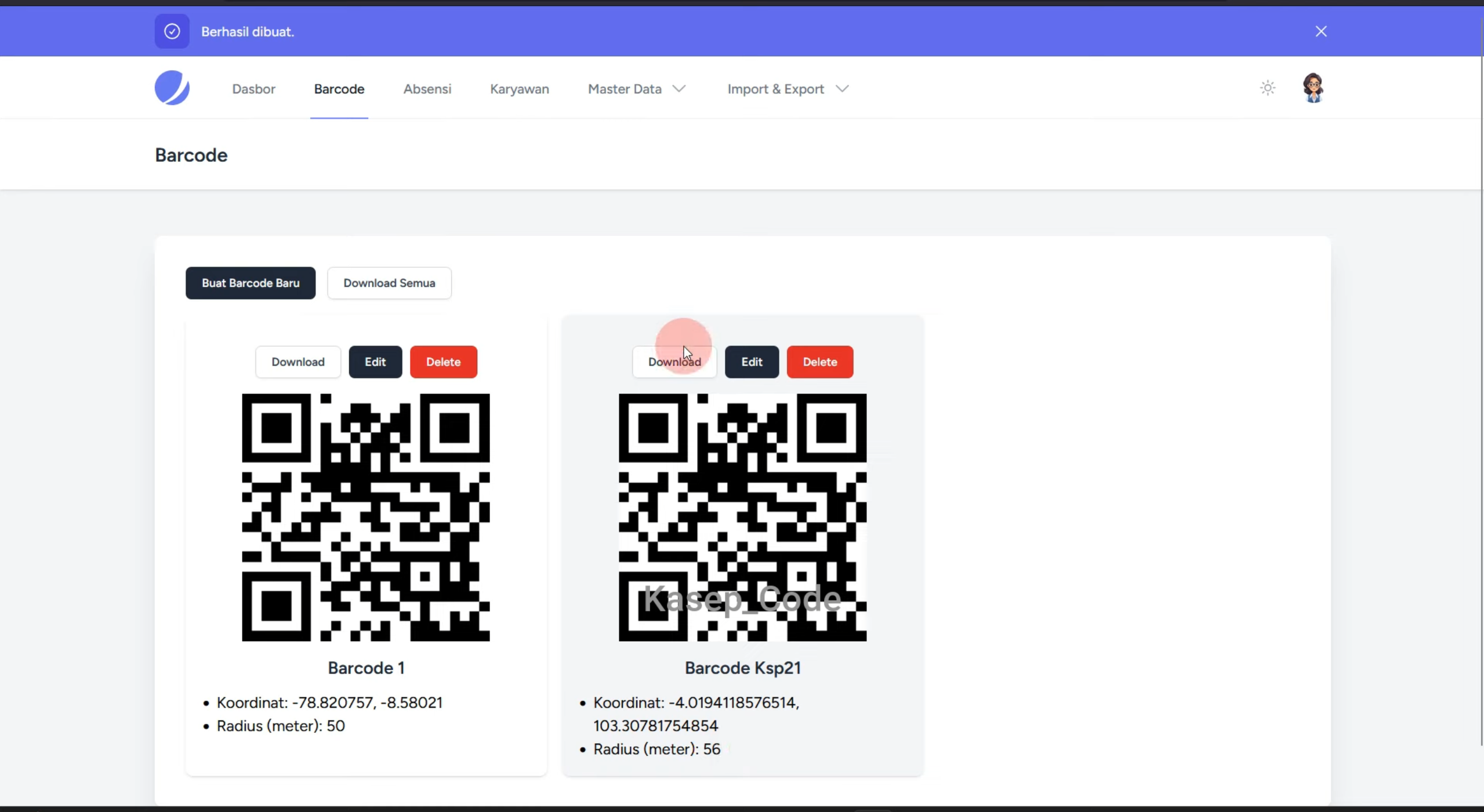 Source Code Aplikasi Absensi QR Code dengan Lokasi | Website Absensi Karyawan QR Code dengan GPS