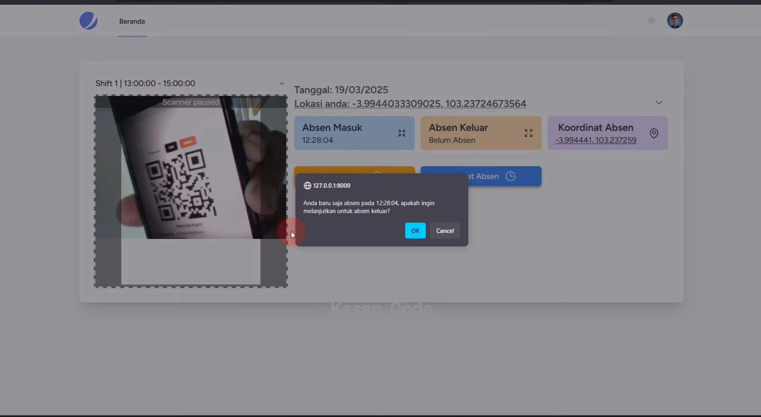 Source Code Aplikasi Absensi QR Code dengan Lokasi | Website Absensi Karyawan QR Code dengan GPS