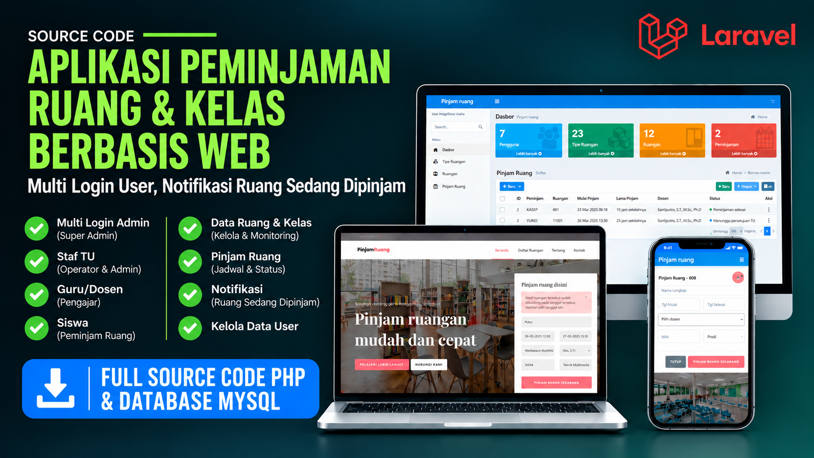 Source code aplikasi peminjaman ruangan berbasis web | Website Peminjaman Ruangan | Aplikasi Peminjaman ruang kelas