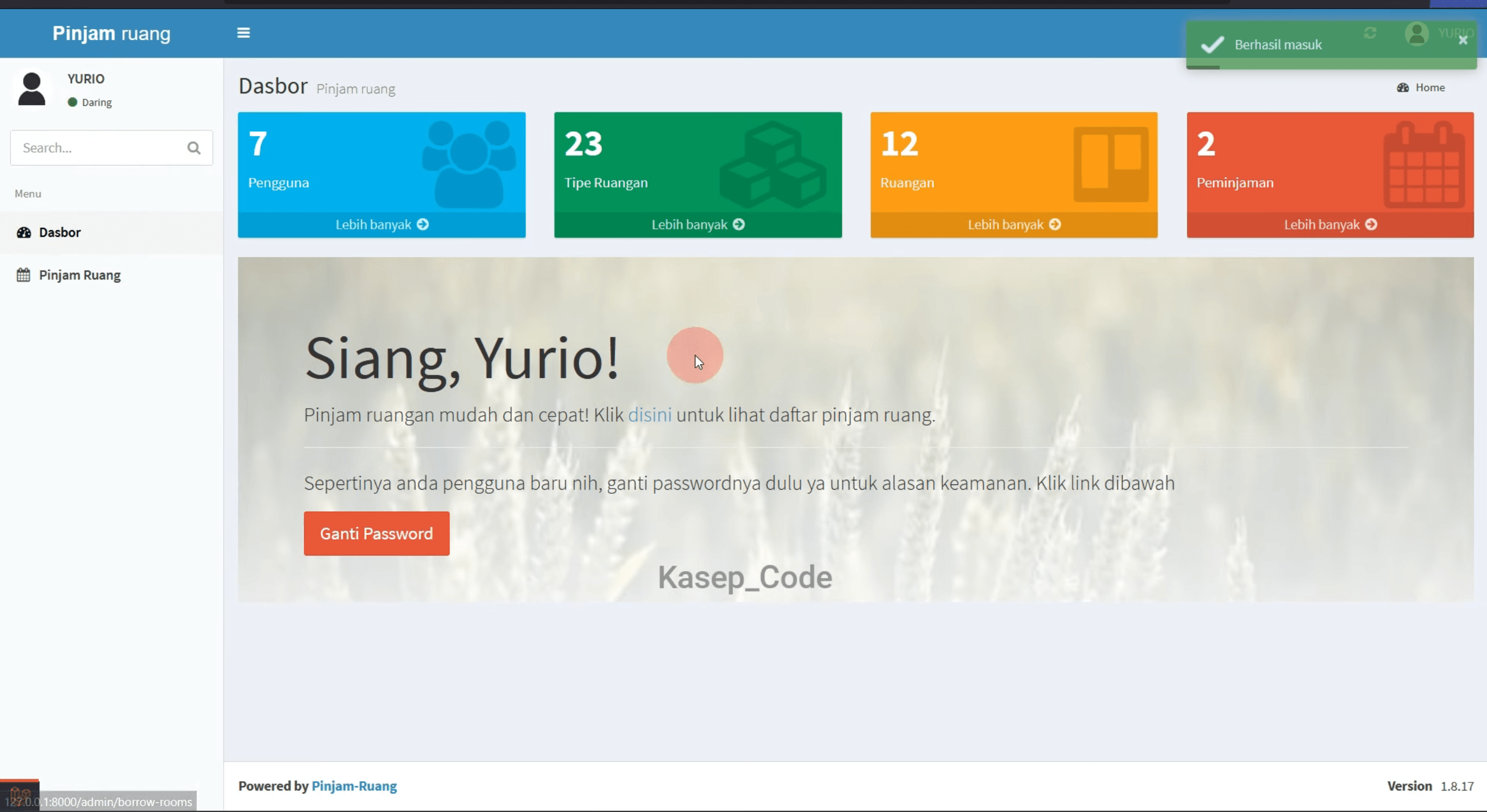 Source code aplikasi peminjaman ruangan berbasis web | Website Peminjaman Ruangan | Aplikasi Peminjaman ruang kelas