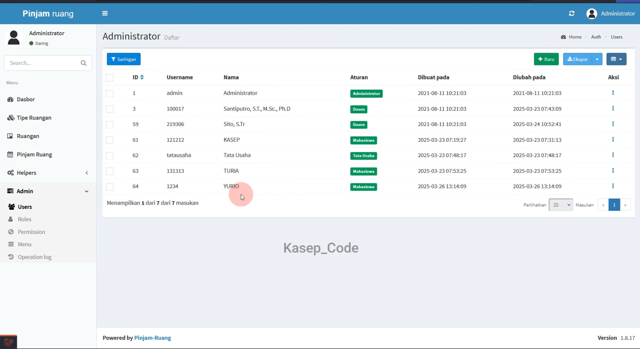 Source code aplikasi peminjaman ruangan berbasis web | Website Peminjaman Ruangan | Aplikasi Peminjaman ruang kelas